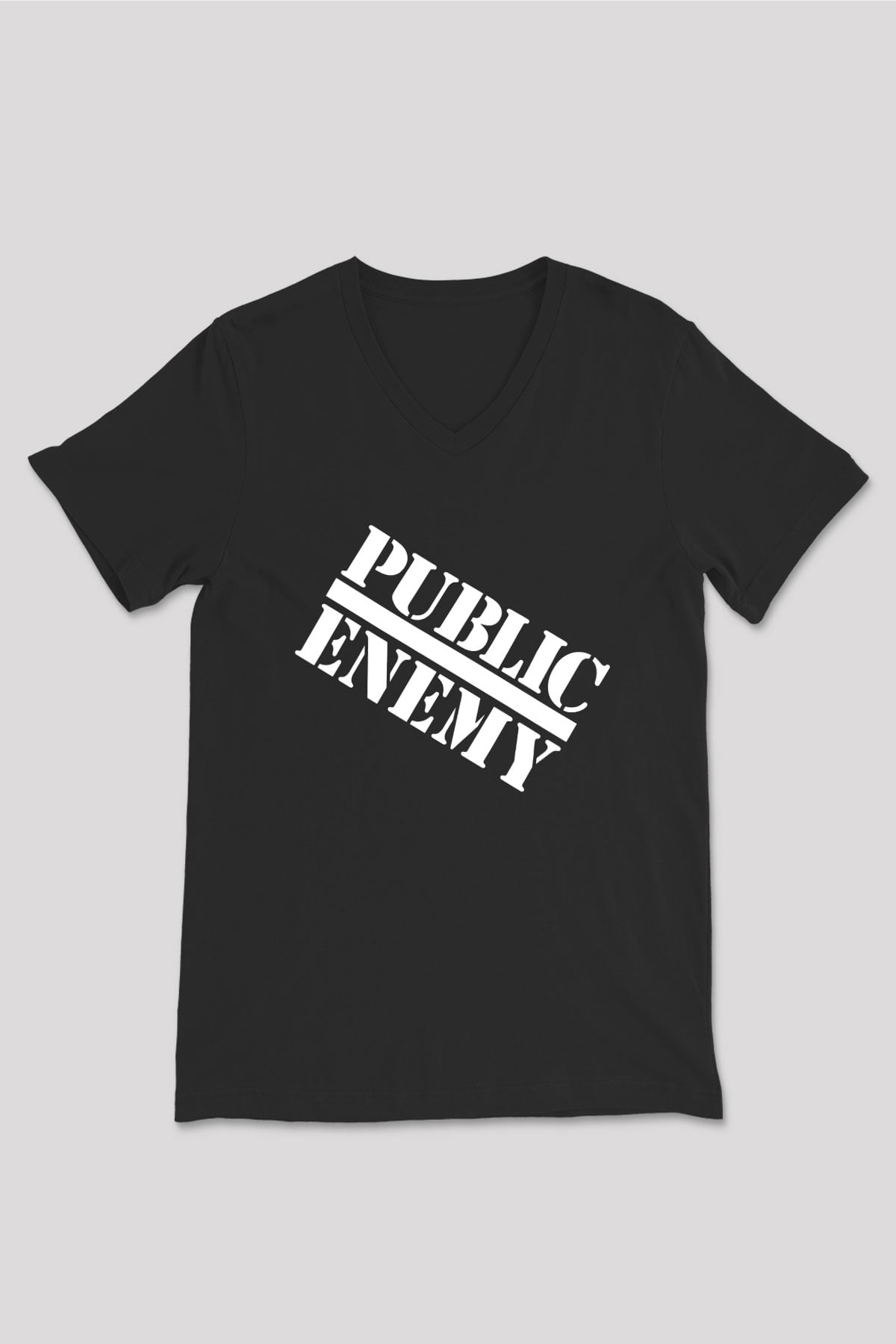 Public Enemy Siyah Unisex V Yaka Tişört T-Shirt