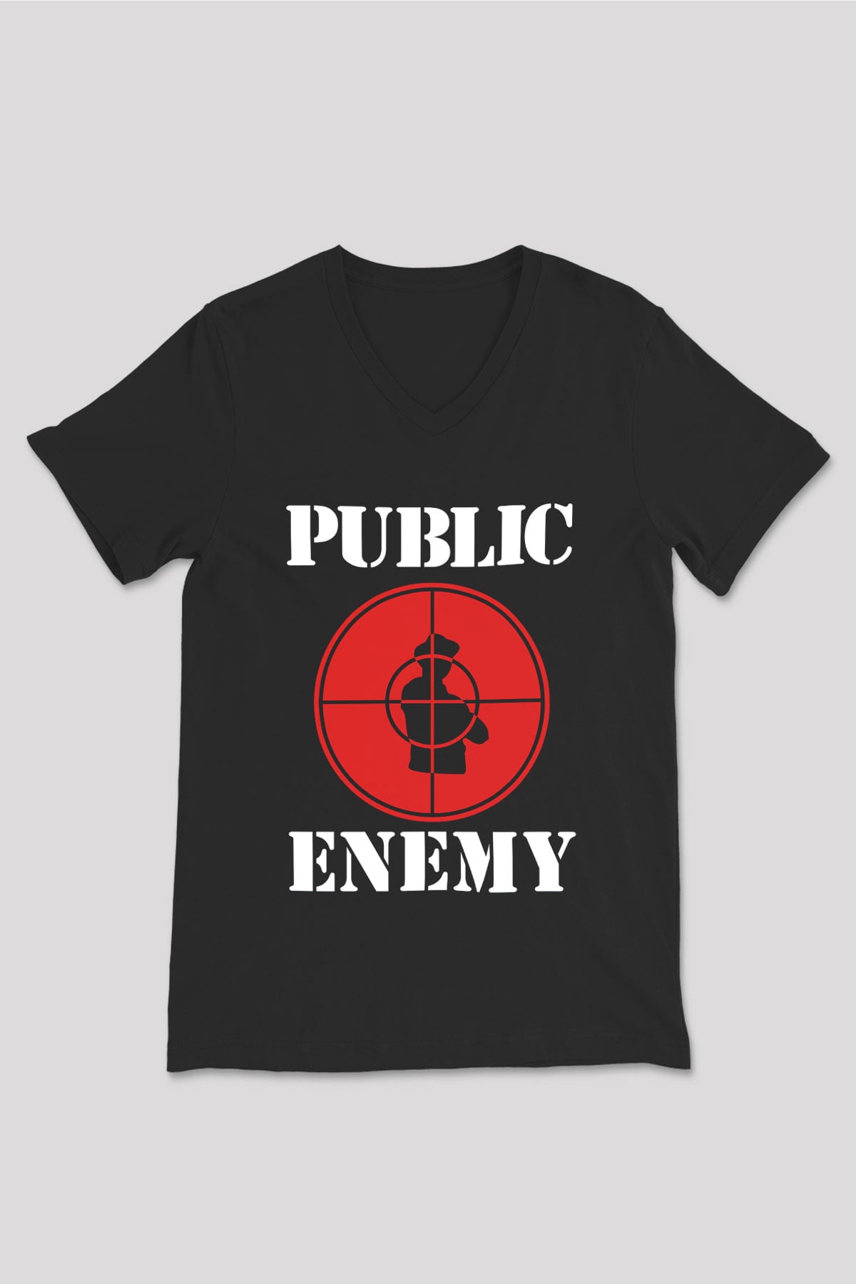 Public Enemy Siyah Unisex V Yaka Tişört T-Shirt