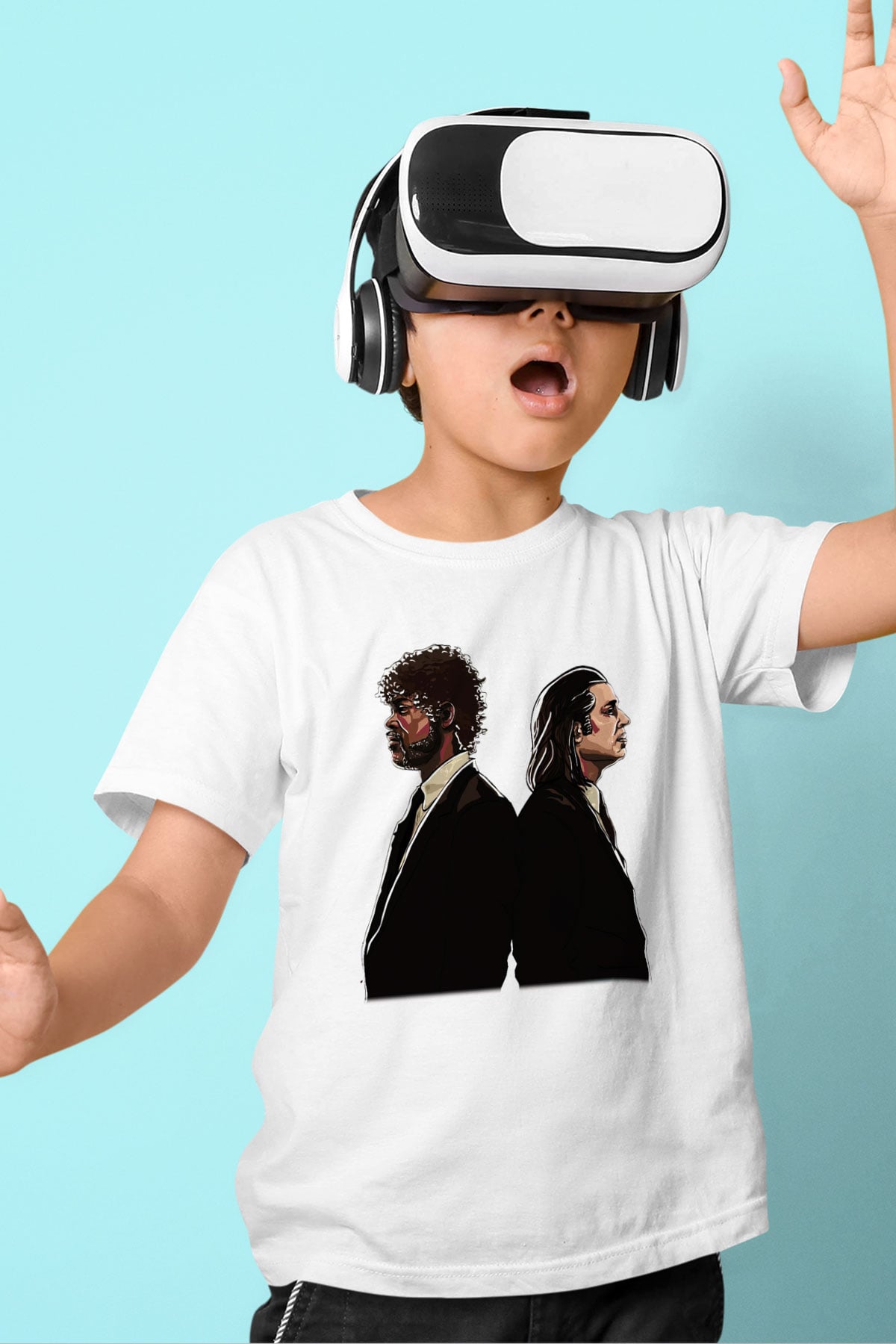 Pulp Fiction Baskılı Beyaz Unisex Çocuk Tişört