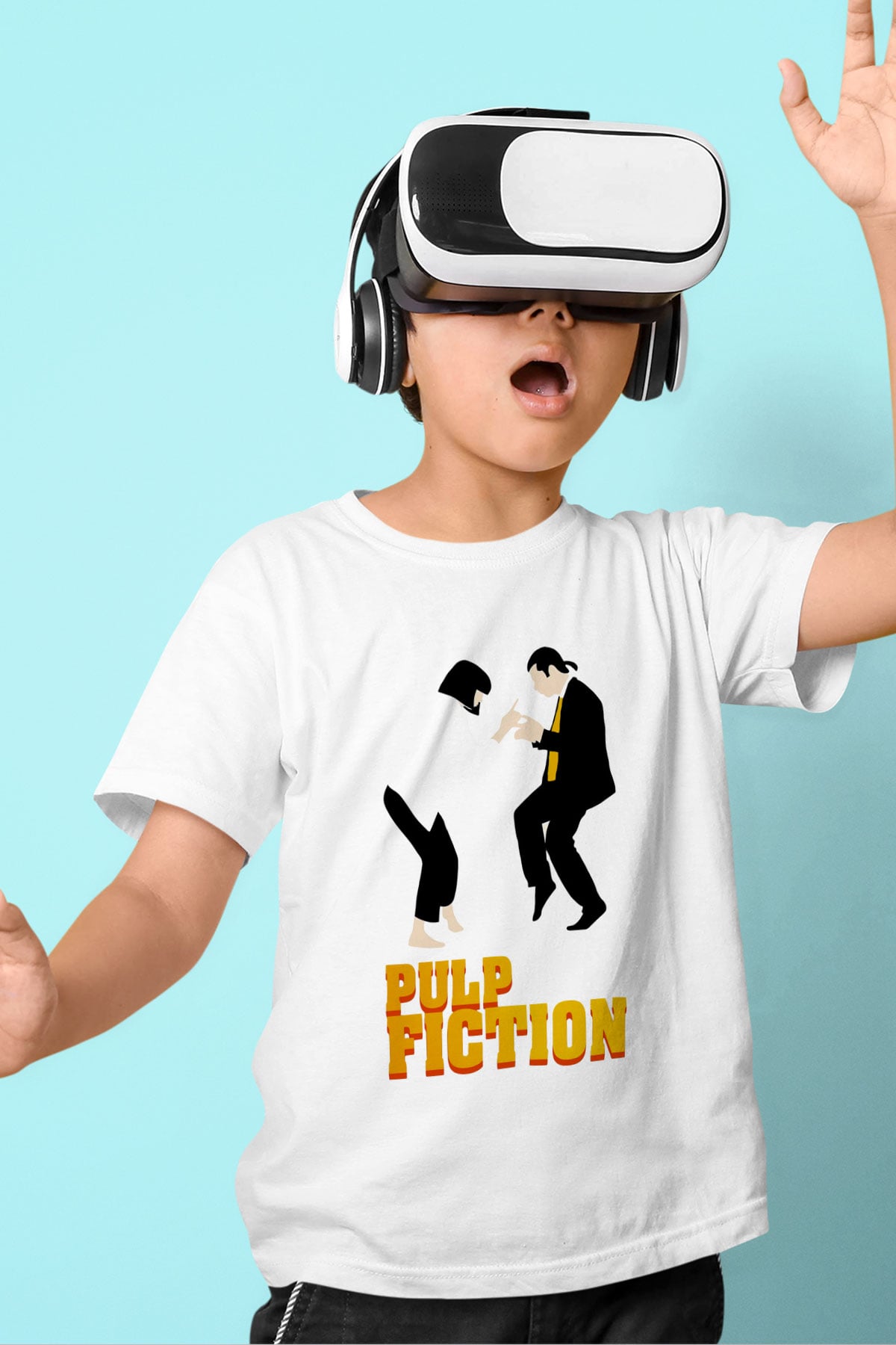 Pulp Fiction Baskılı Beyaz Unisex Çocuk Tişört