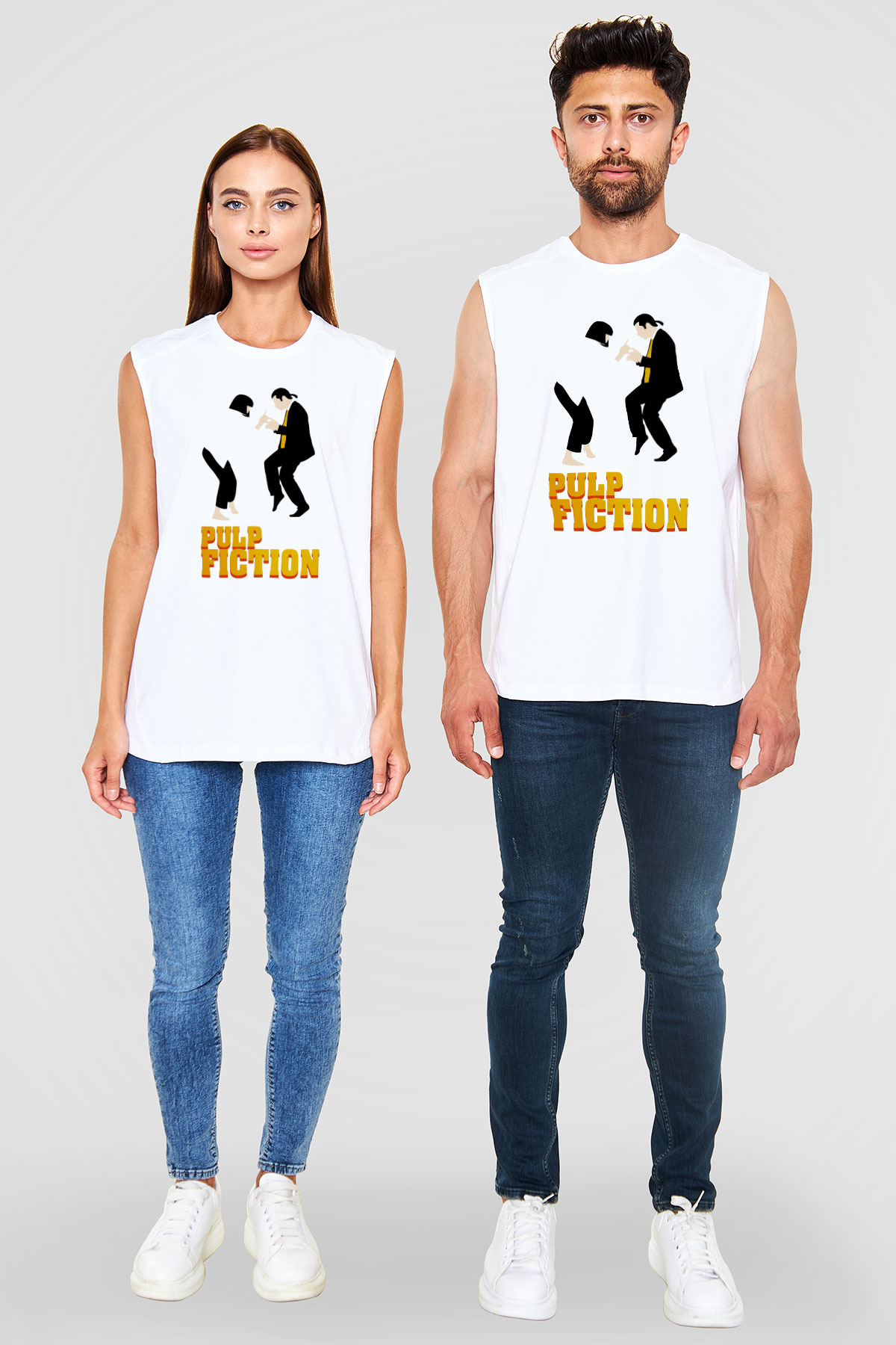 Pulp Fiction Beyaz Unisex Kolsuz Tişört