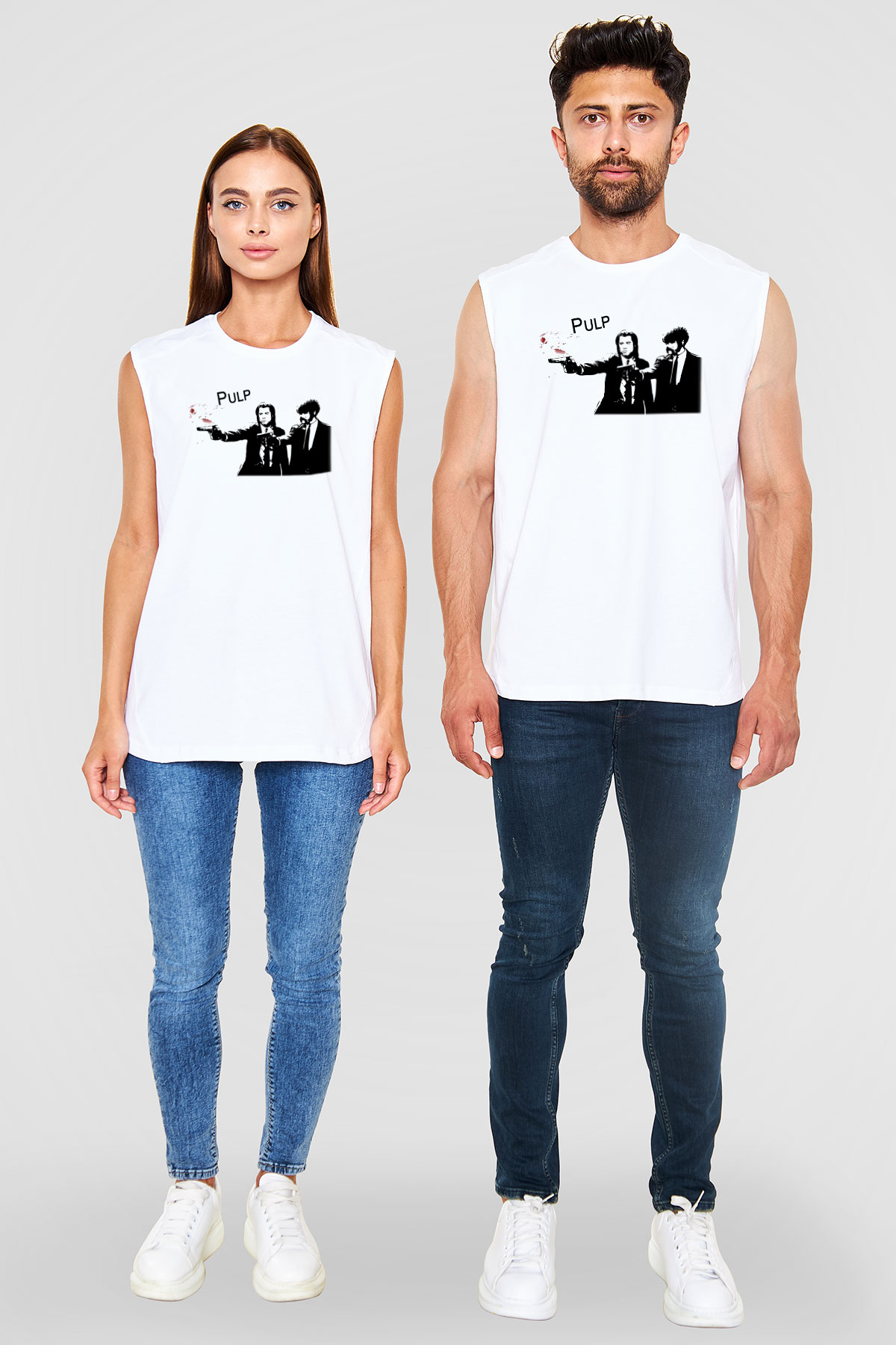 Pulp Fiction Beyaz Unisex Kolsuz Tişört