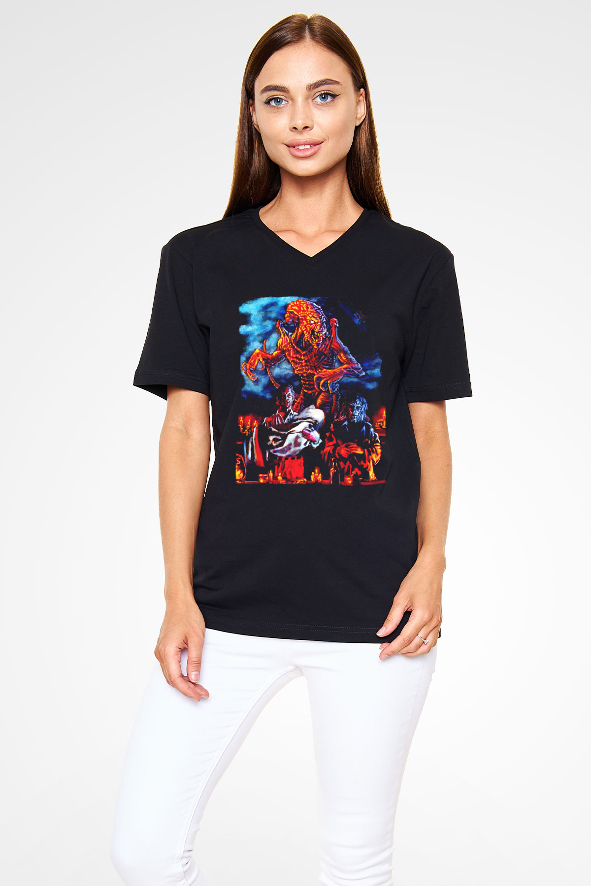 Pumpkinhead Siyah Unisex V Yaka Tişört