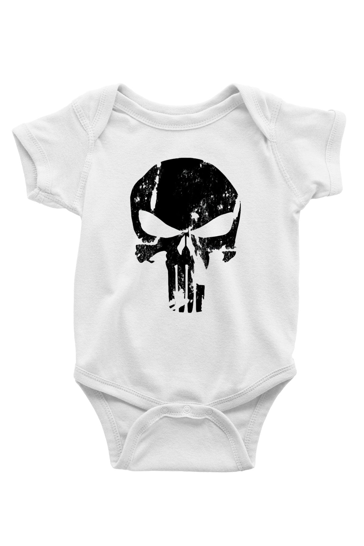 Punisher Baskılı Beyaz Unisex Bebek Body - Zıbın