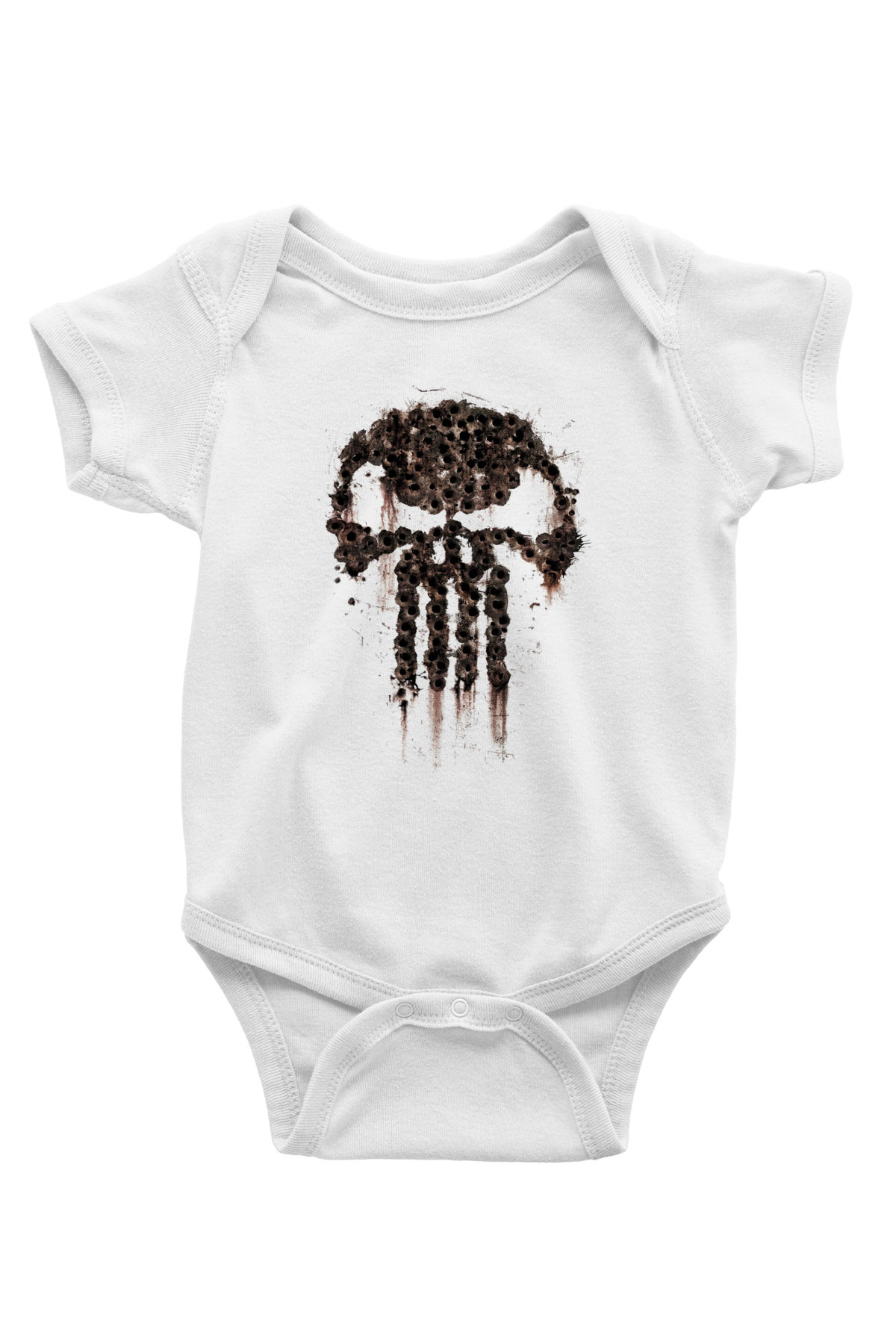 Punisher Baskılı Beyaz Unisex Bebek Body - Zıbın