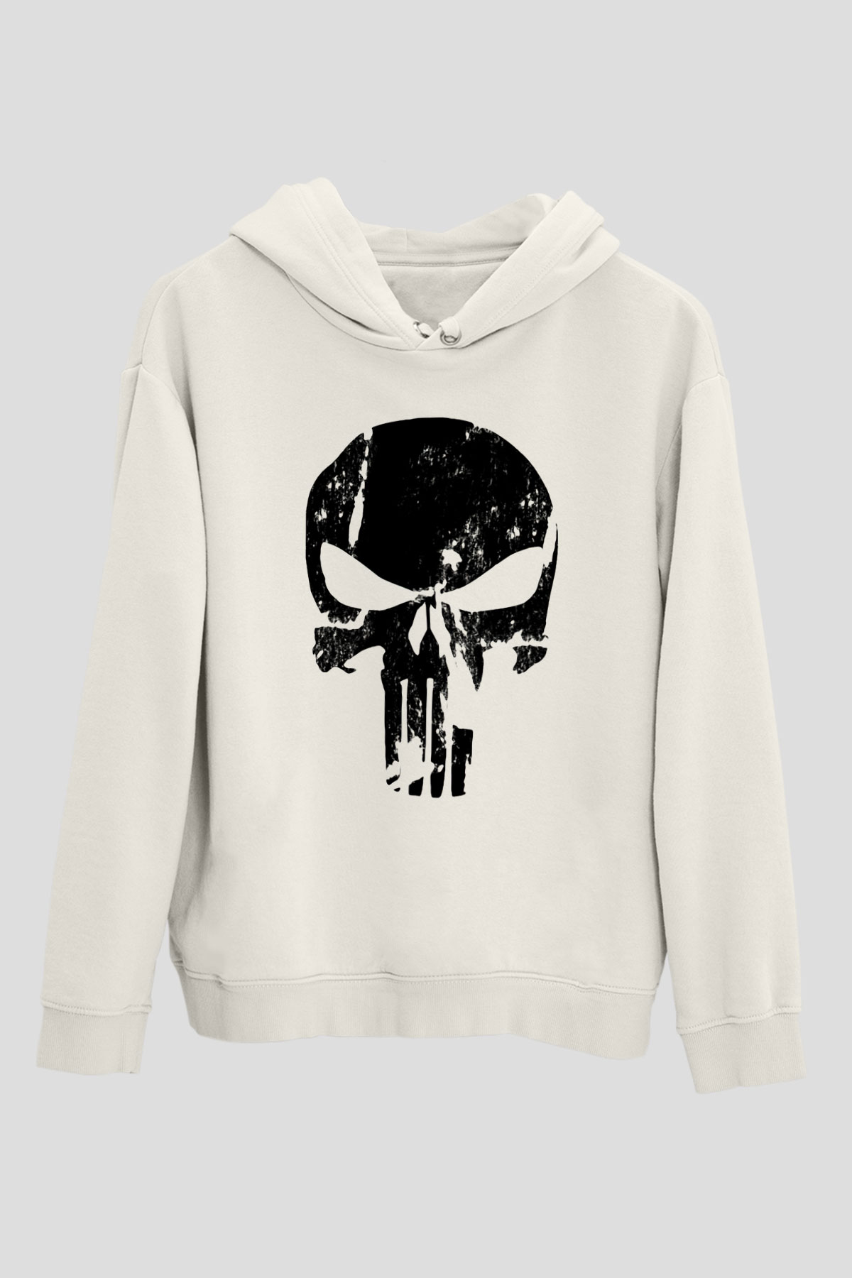 Punisher Beyaz Unisex Kapşonlu Sweatshirt