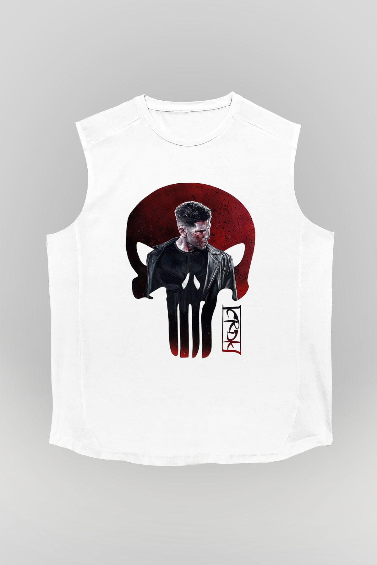 Punisher Beyaz Unisex Kolsuz Tişört