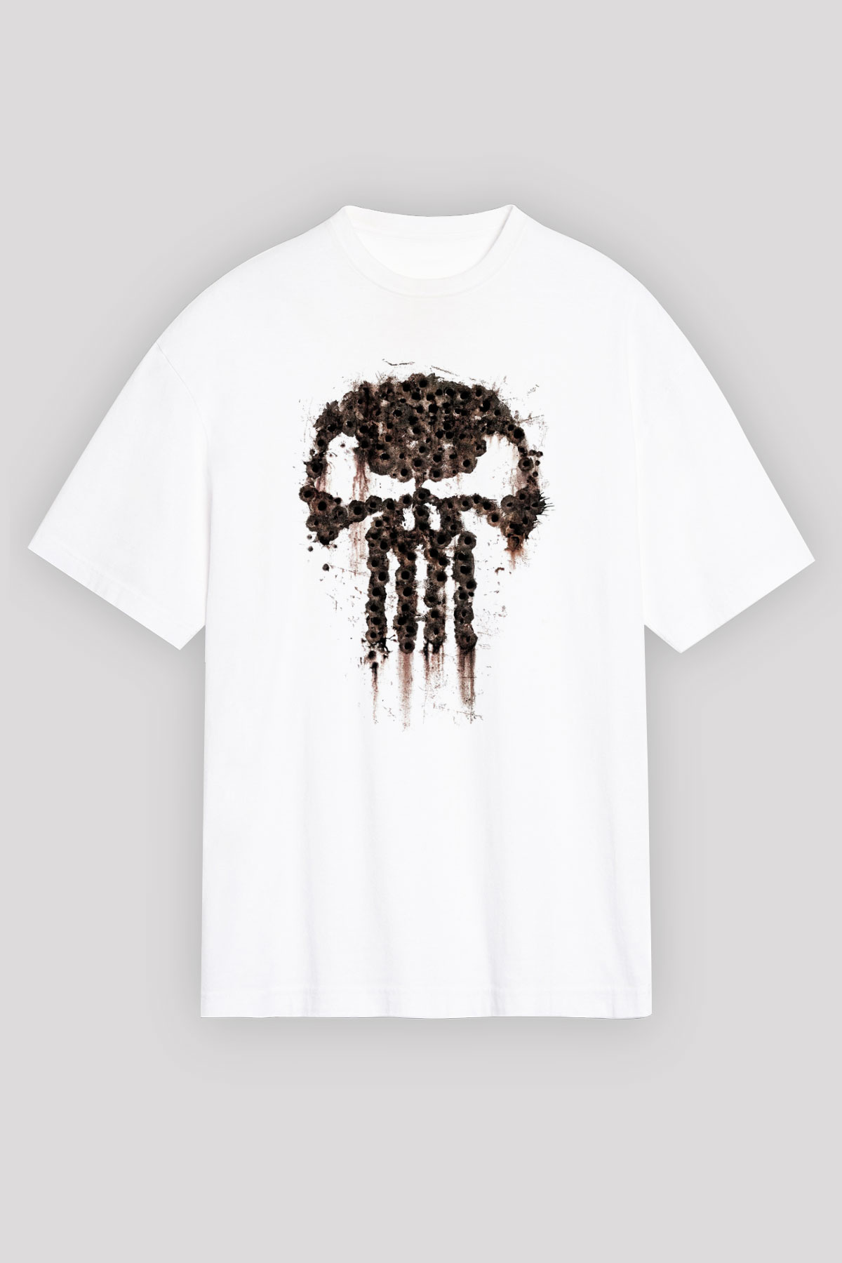 Punisher Beyaz Unisex Oversize Tişört T-Shirt