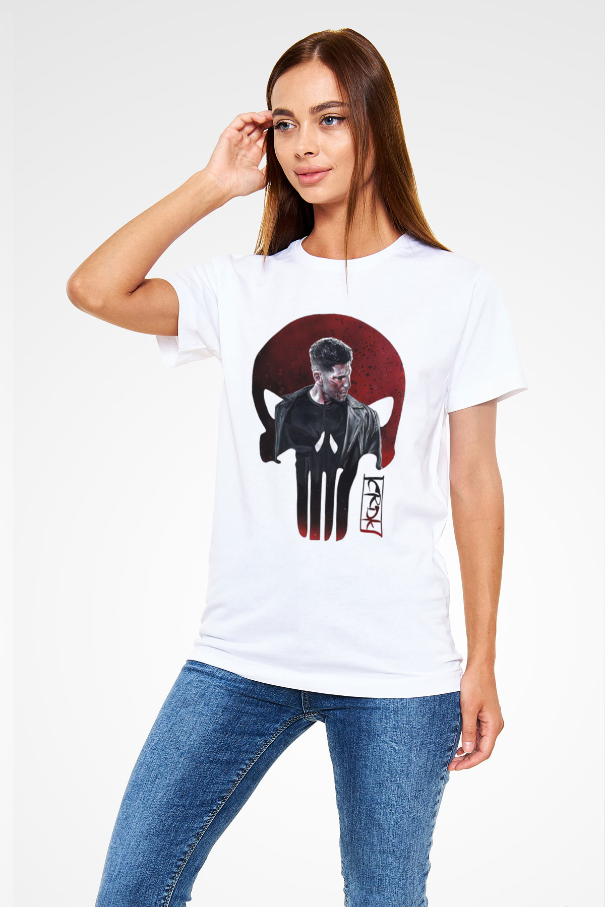 Punisher Beyaz Unisex Tişört T-Shirt