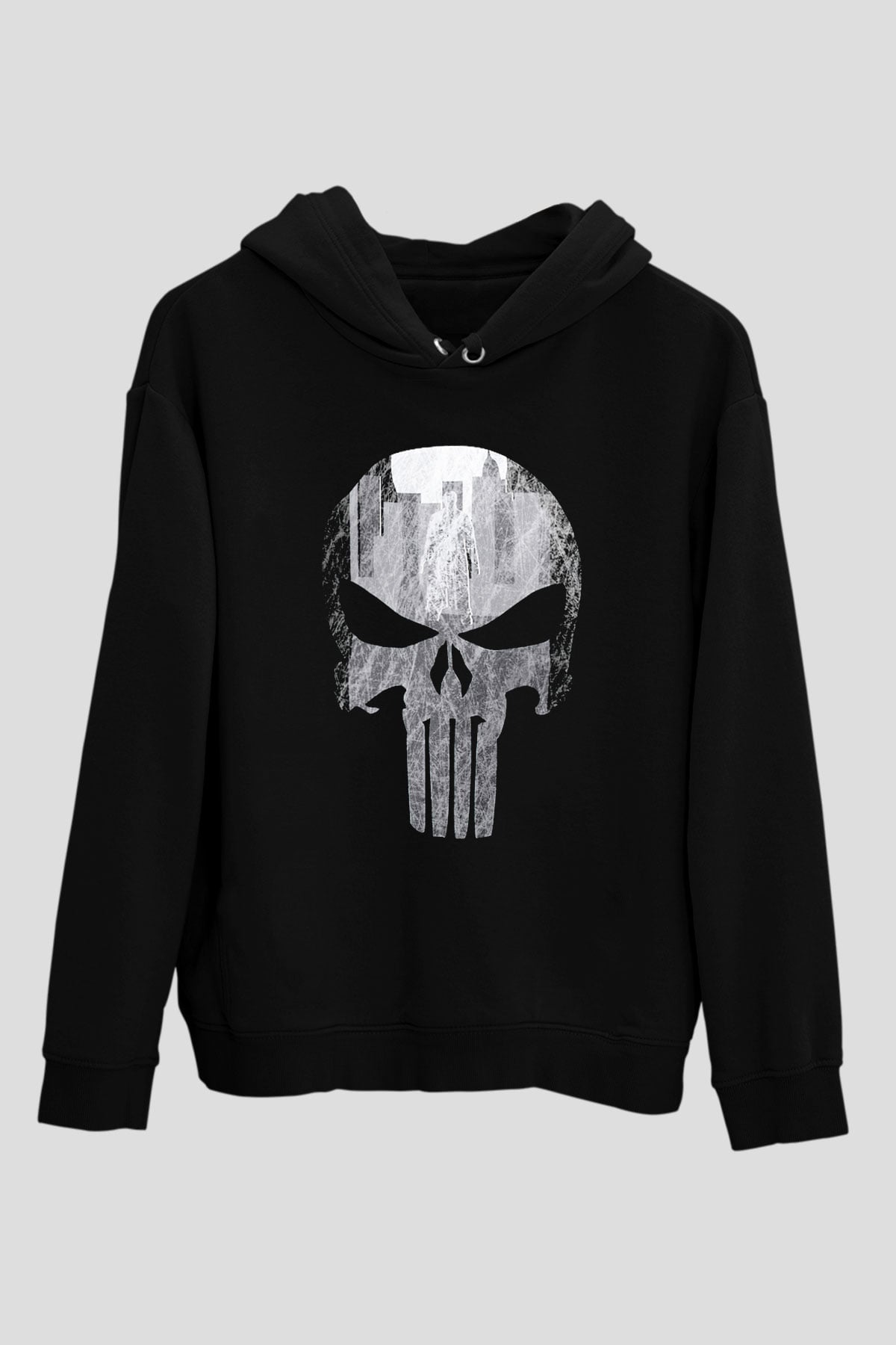 Punisher Siyah Unisex Hoodie