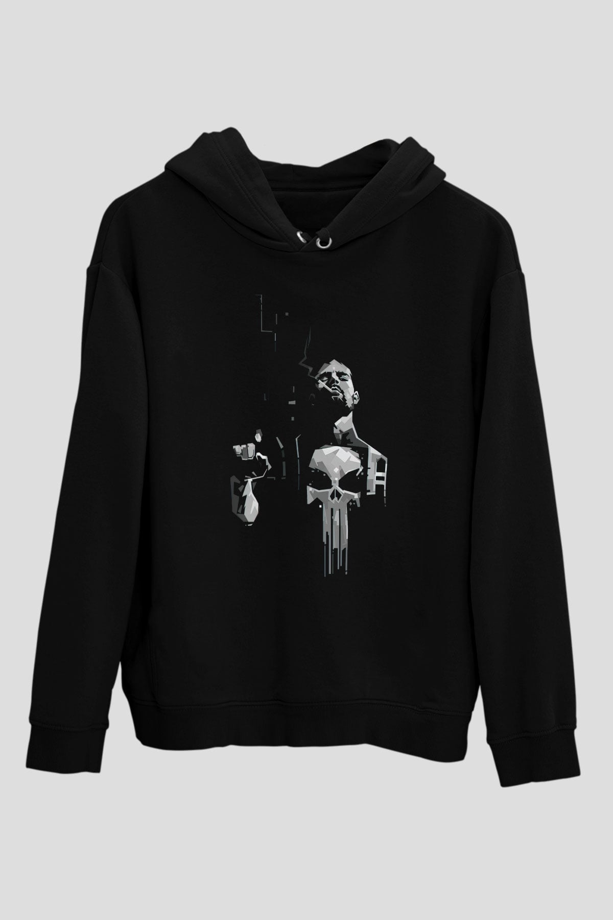Punisher Siyah Unisex Hoodie