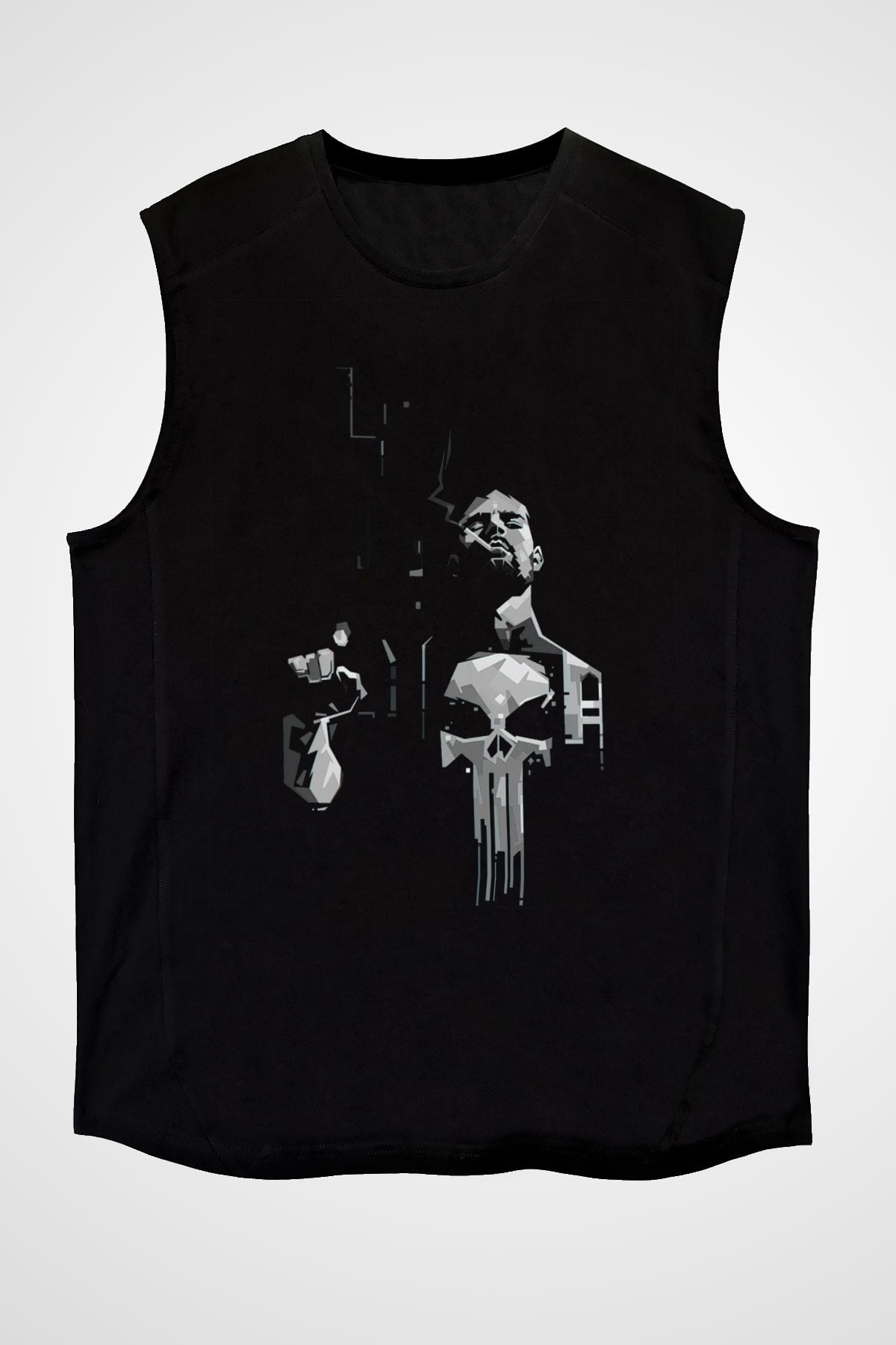 Punisher Siyah Unisex Kolsuz Tişört