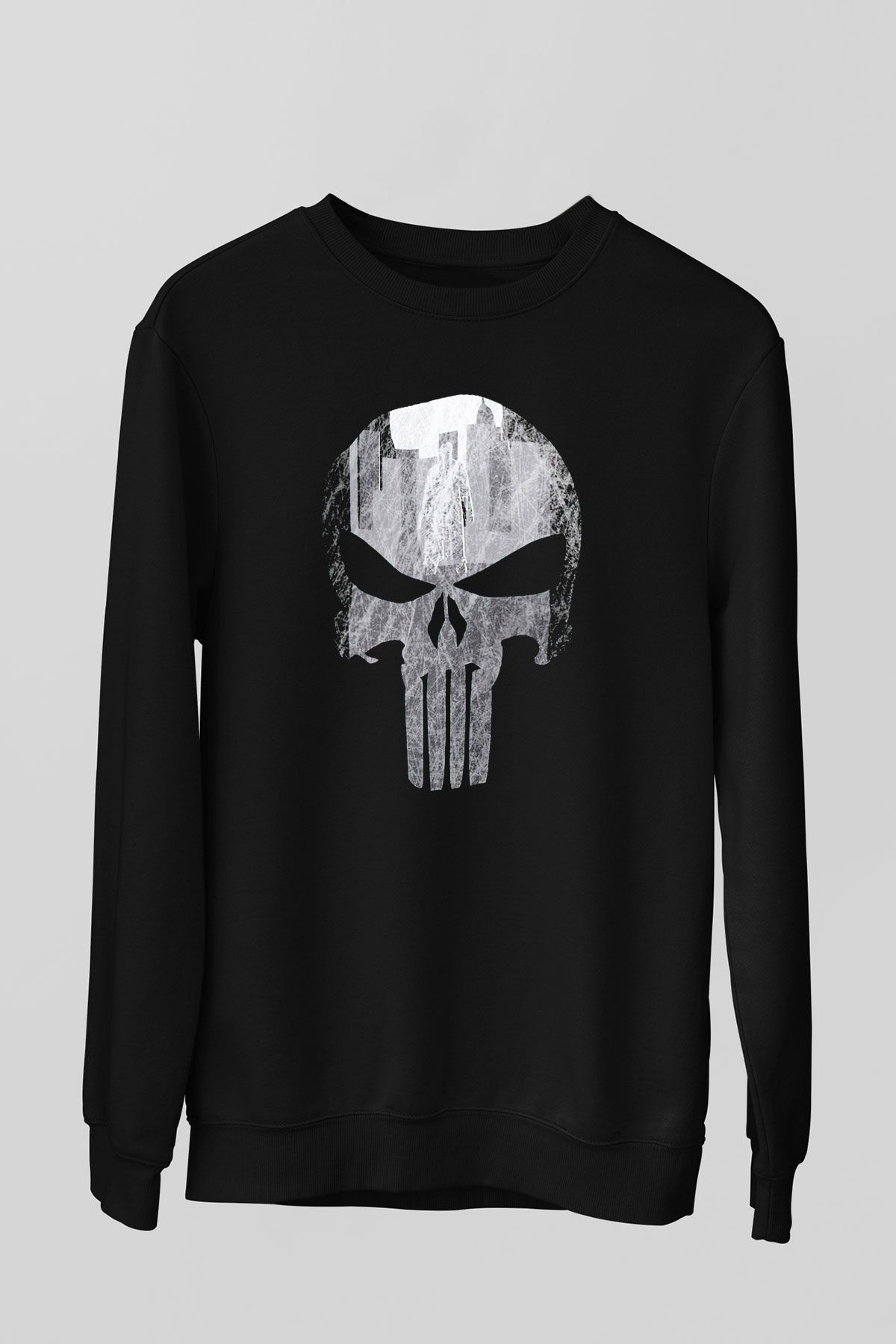 Punisher Siyah Unisex Sweatshirt