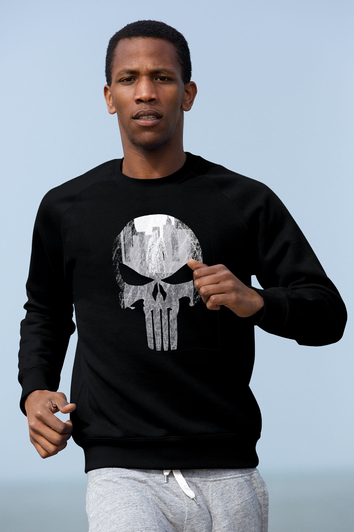 Punisher Siyah Unisex Sweatshirt
