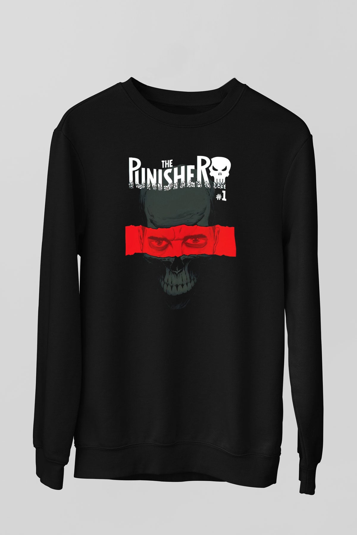 Punisher Siyah Unisex Sweatshirt