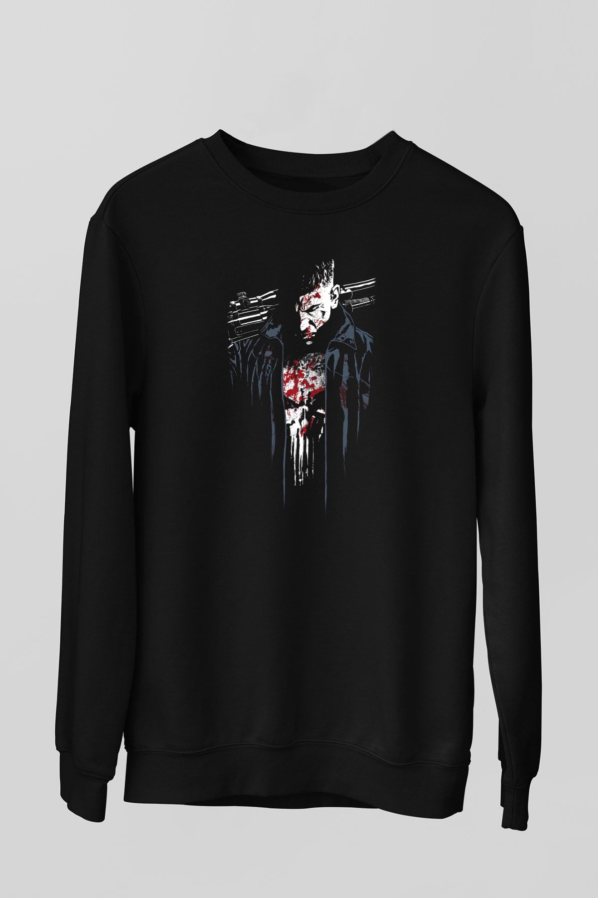 Punisher Siyah Unisex Sweatshirt