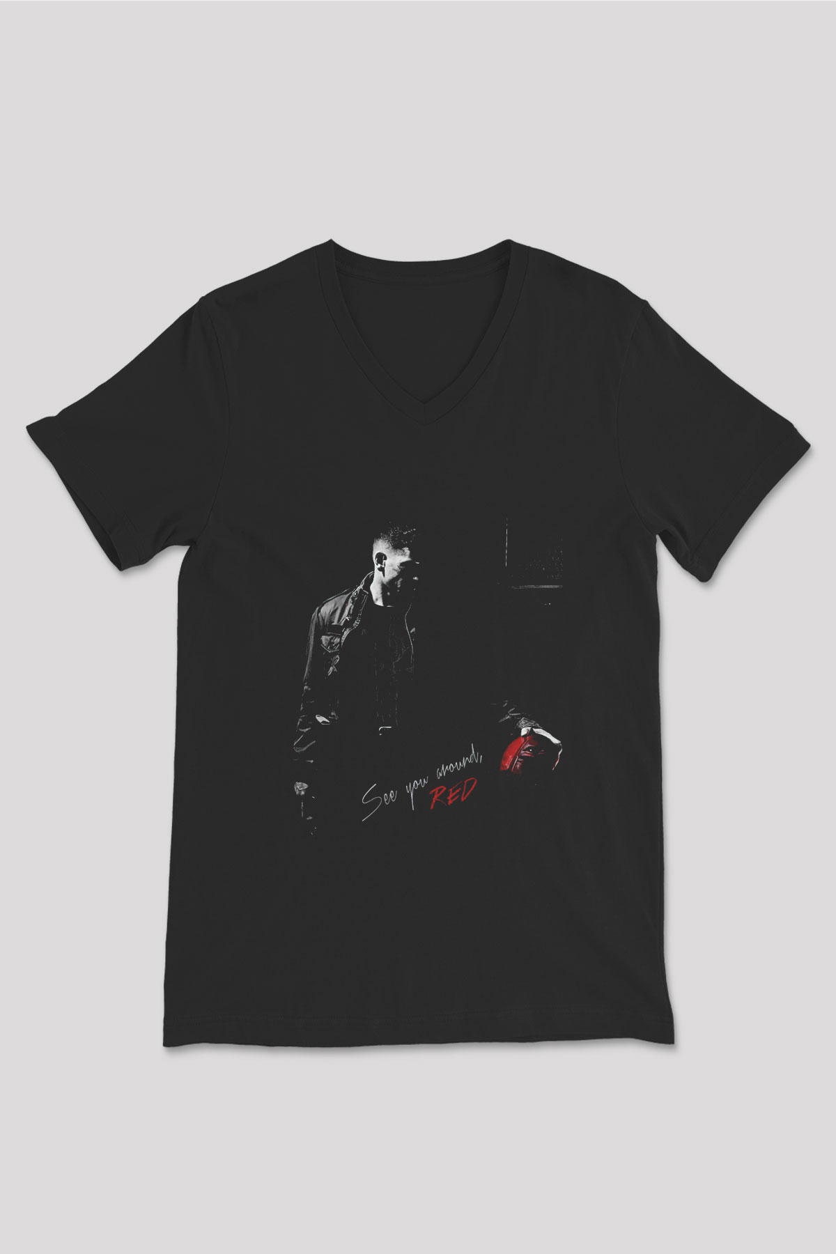 Punisher Siyah Unisex V Yaka Tişört T-Shirt