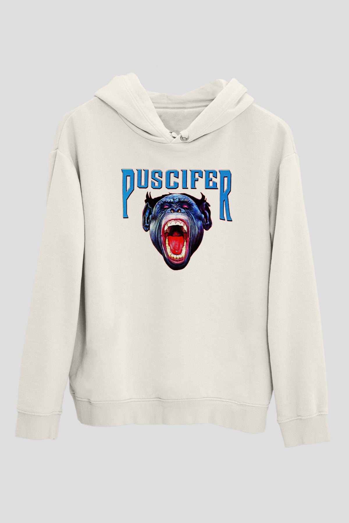 Puscifer Baskılı Beyaz Unisex Kapüşonlu Sweatshirt