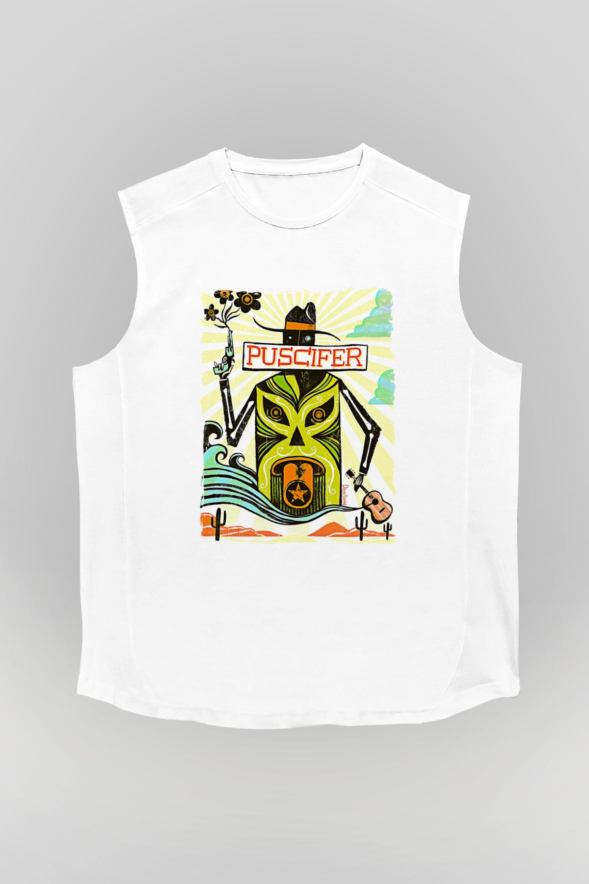 Puscifer Baskılı Beyaz Unisex Kolsuz Tişört - Tshirt