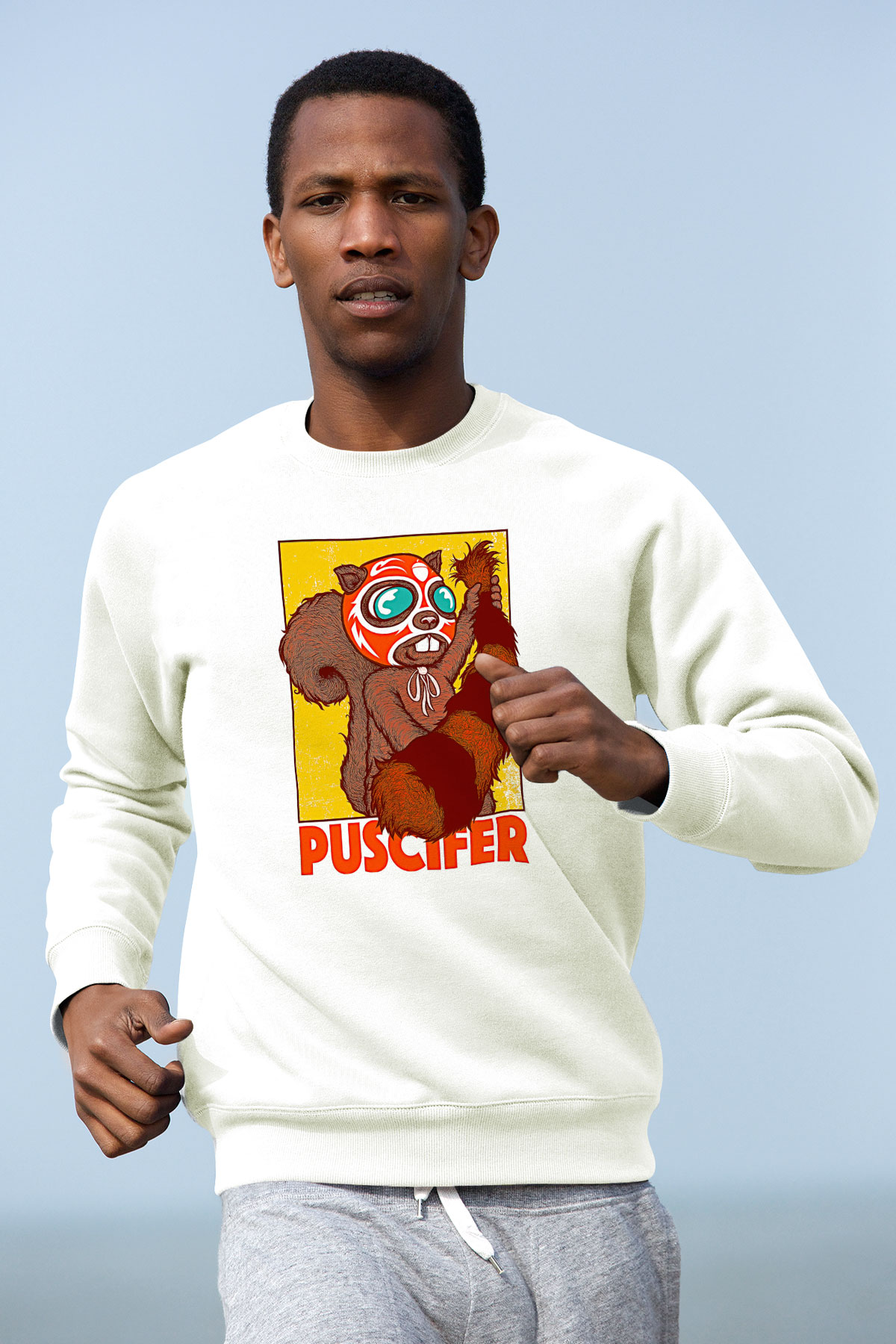 Puscifer Baskılı Beyaz Unisex Sweatshirt