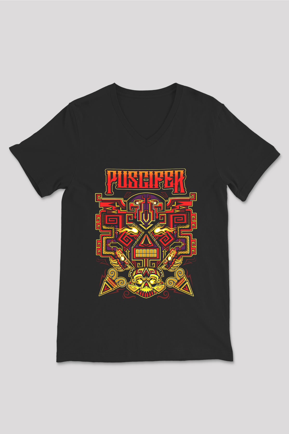 Puscifer Baskılı Unisex Siyah V Yaka Tişört - Tshirt