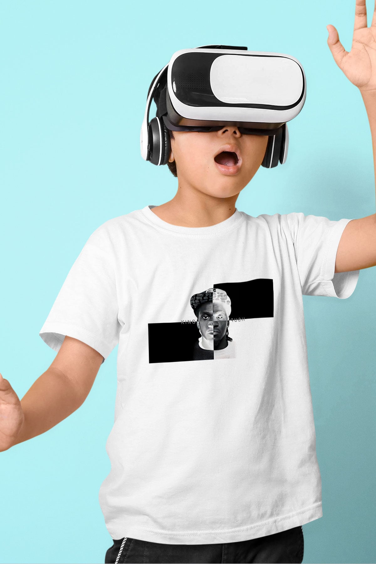 Pusha T Baskılı Beyaz Unisex Beyaz Çocuk Tişört - Tshirt