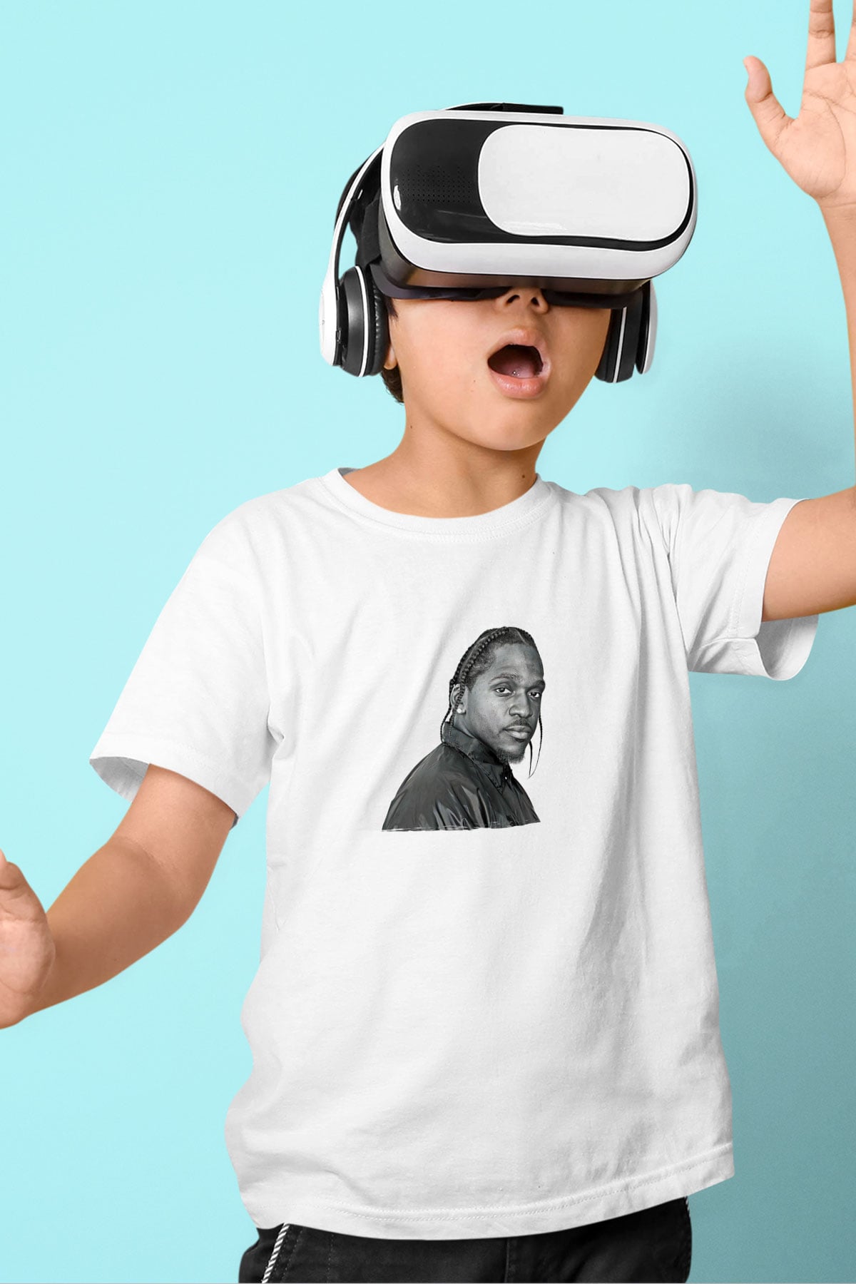 Pusha T Baskılı Beyaz Unisex Beyaz Çocuk Tişört - Tshirt
