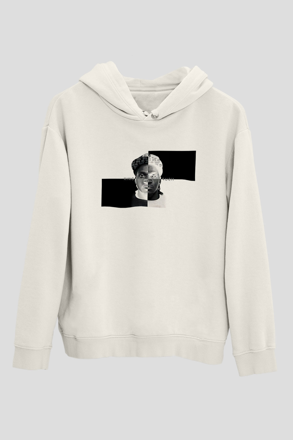 Pusha T Baskılı Beyaz Unisex Kapüşonlu Sweatshirt