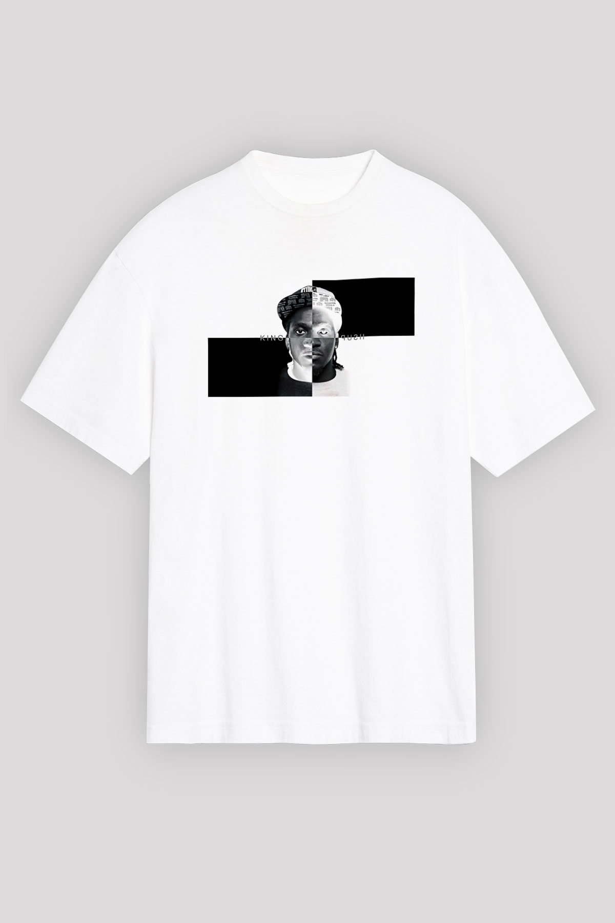 Pusha T Baskılı Beyaz Unisex Oversize Tişört - Tshirt