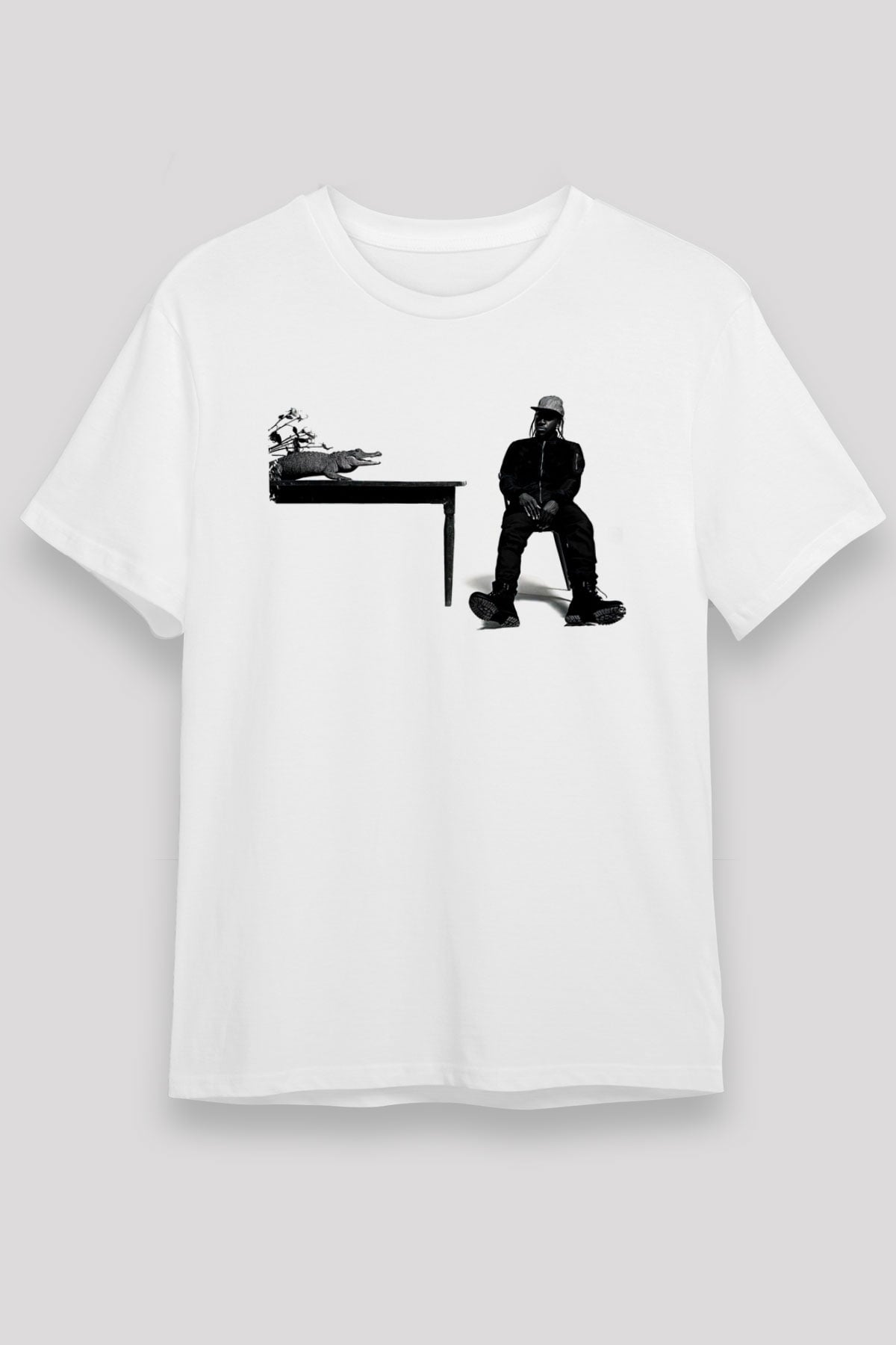 Pusha T Baskılı Unisex Beyaz Tişört - Tshirt