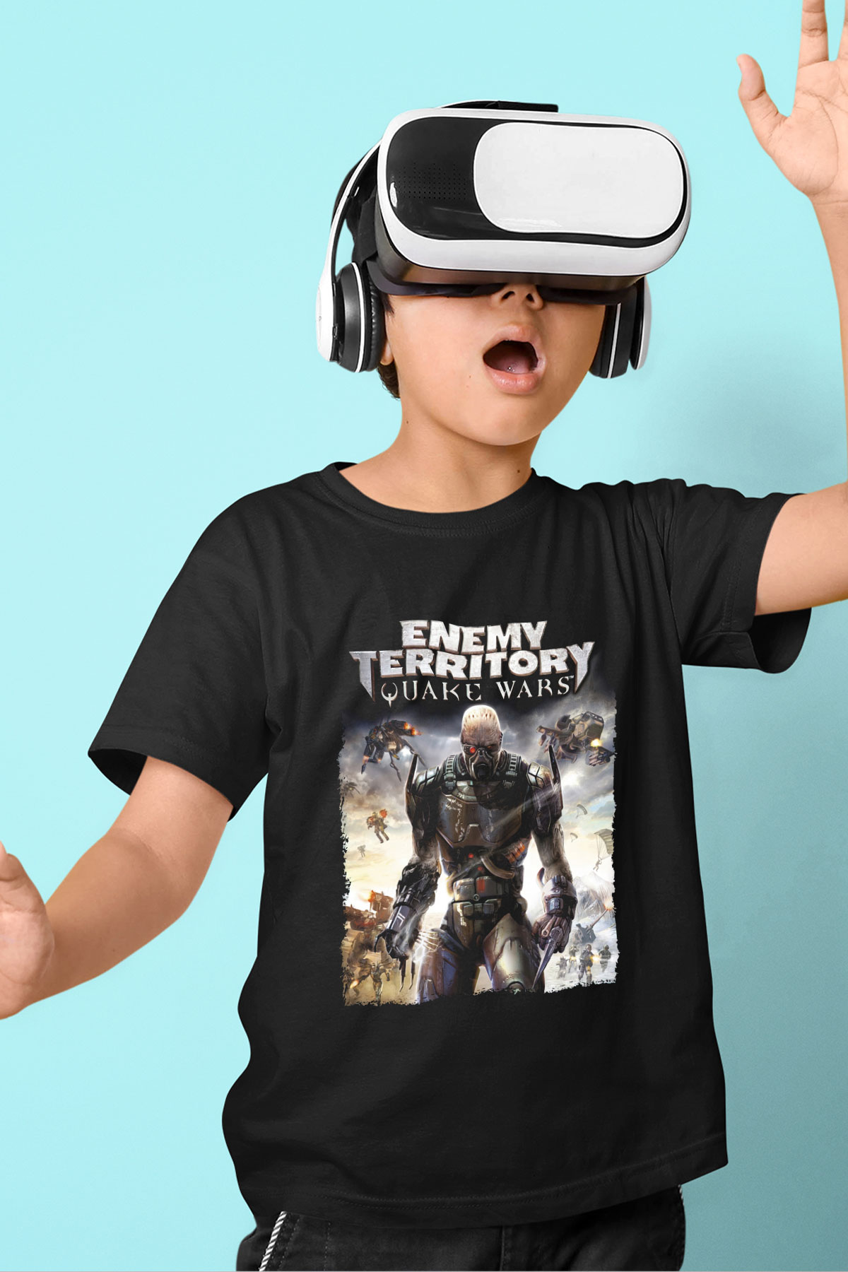 Quake Wars Siyah Unisex Çocuk Tişört