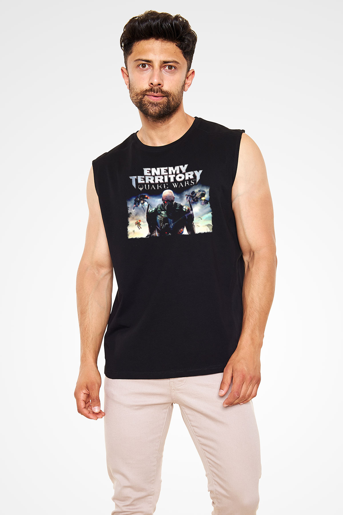 Quake Wars Siyah Unisex Kolsuz Tişört
