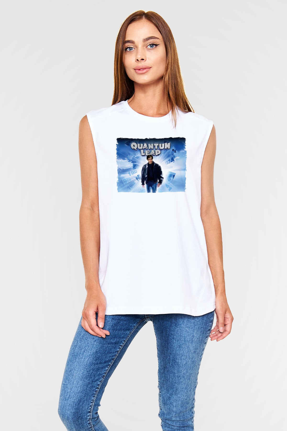 Quantum Leap Beyaz Unisex  Kolsuz Tişört