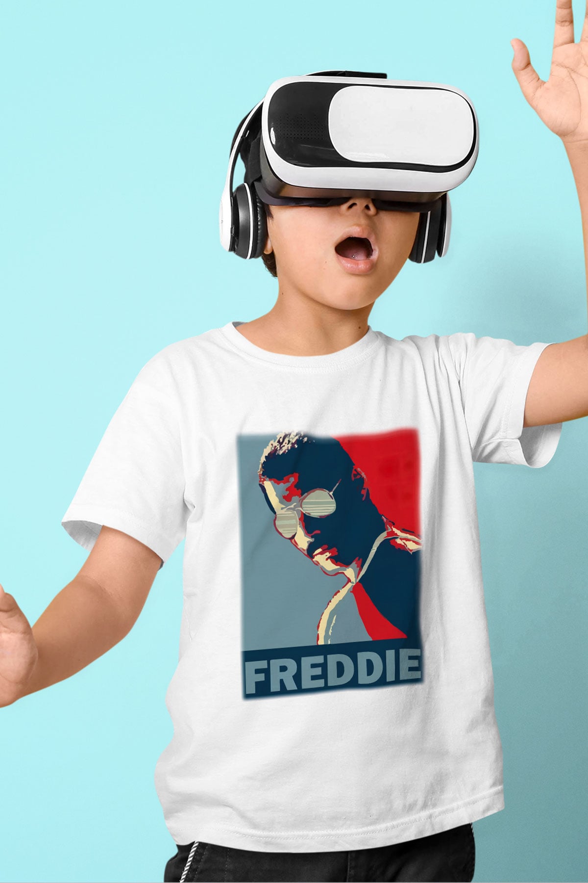 Queen Baskılı Beyaz Unisex Çocuk Tişört