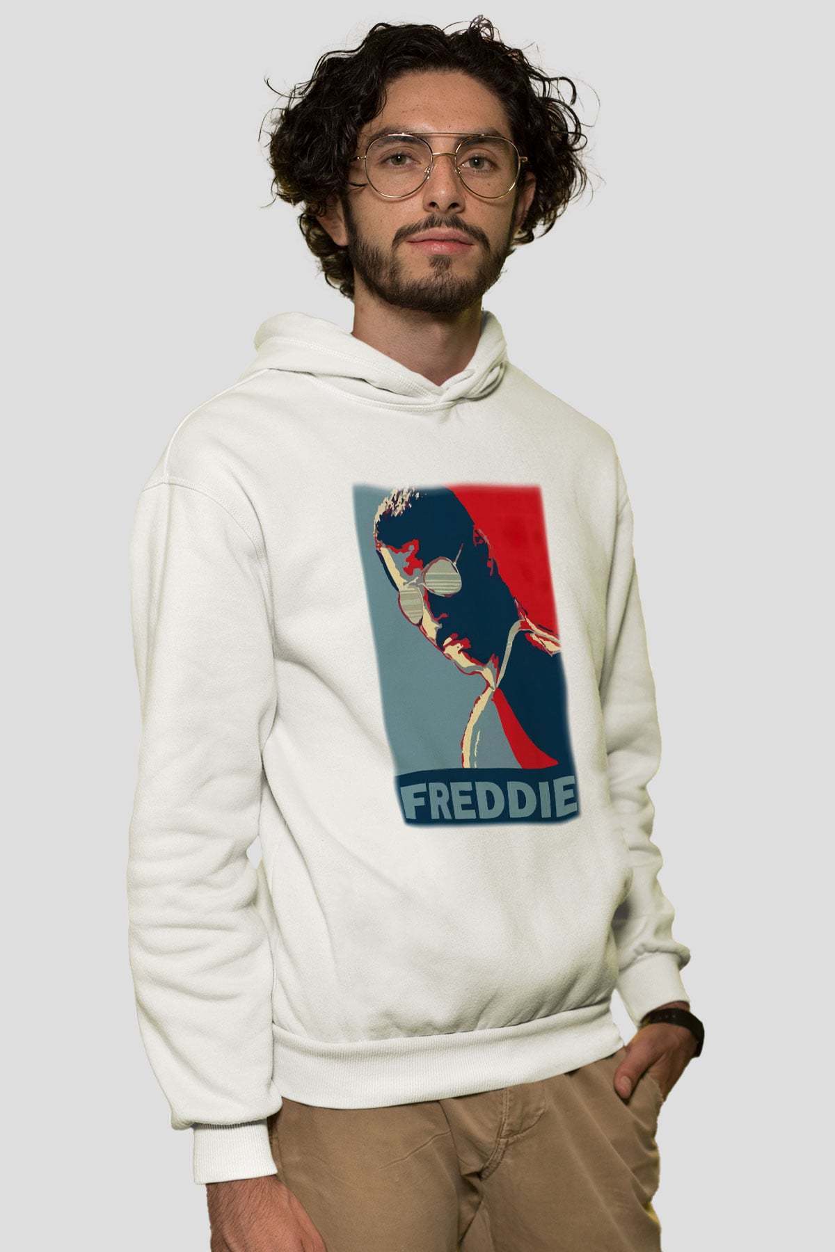 Queen Beyaz Unisex Kapşonlu Sweatshirt