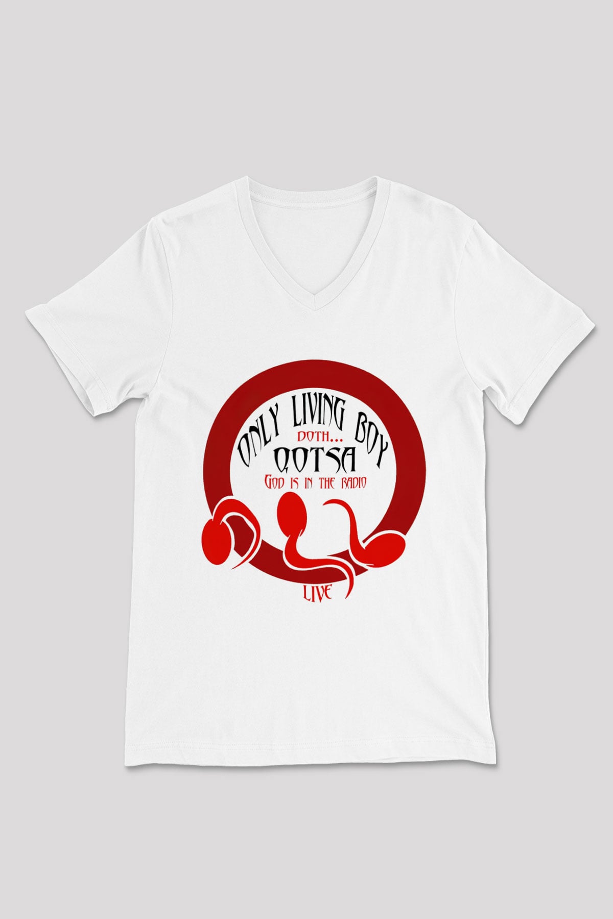 Queens of the Stone Age Beyaz Unisex V Yaka Tişört T-Shirt