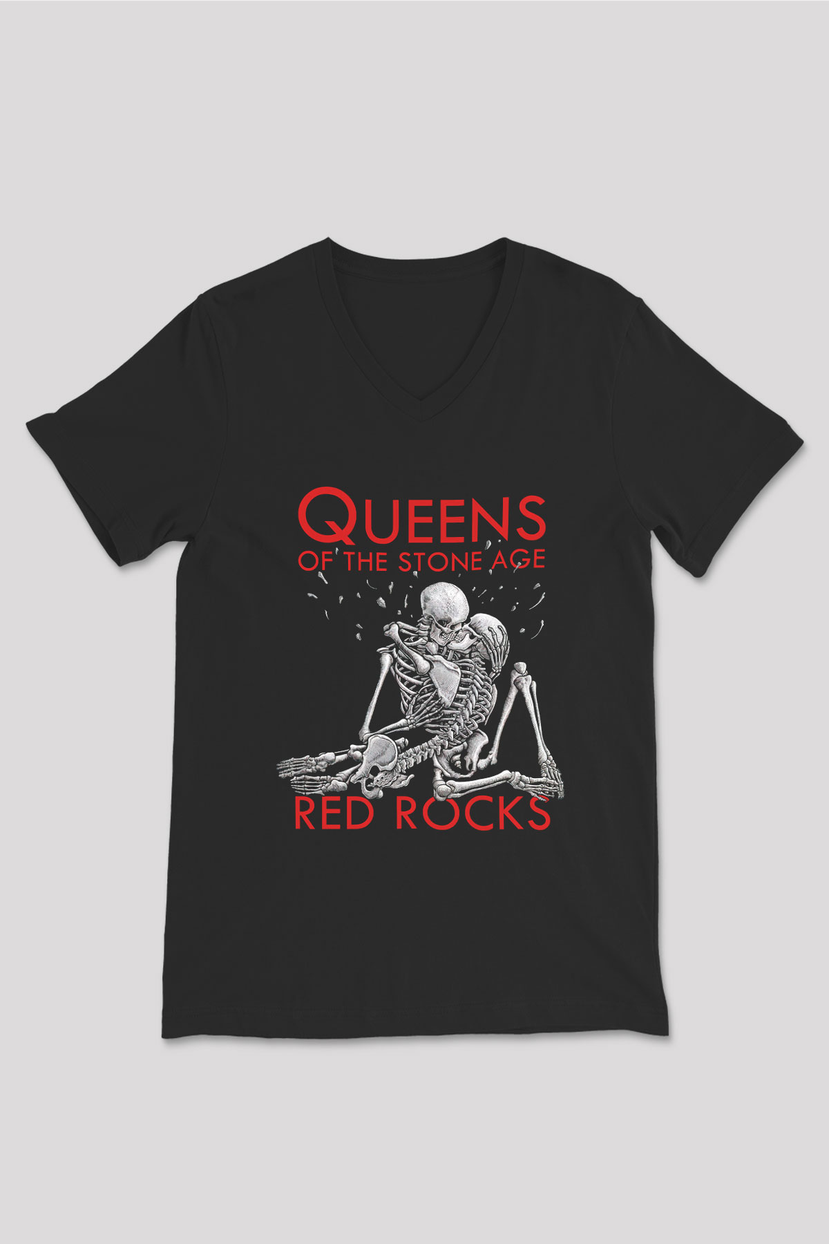 Queens of the Stone Age Siyah Unisex V Yaka Tişört T-Shirt