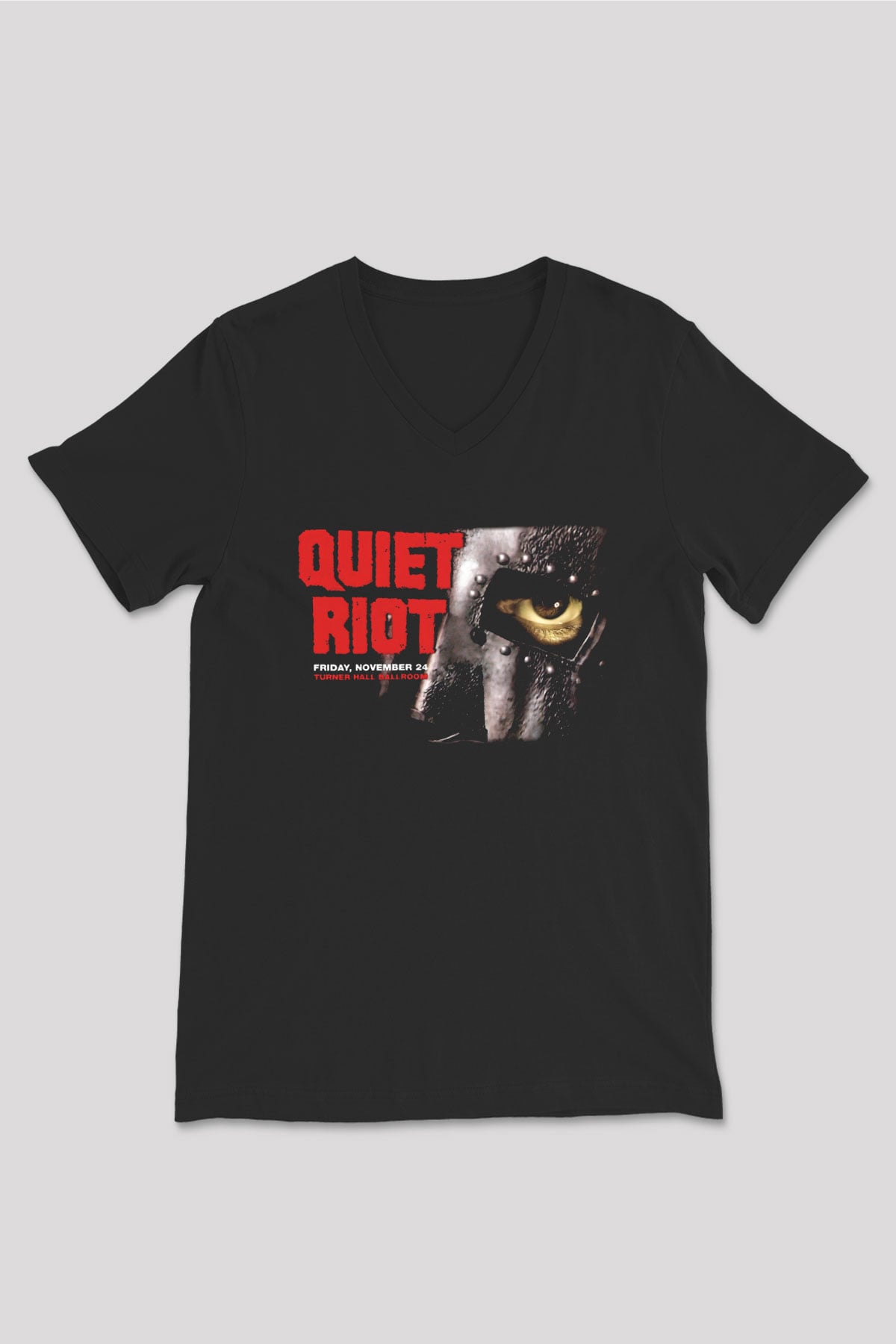 Quiet Riot Siyah Unisex V Yaka Tişört T-Shirt