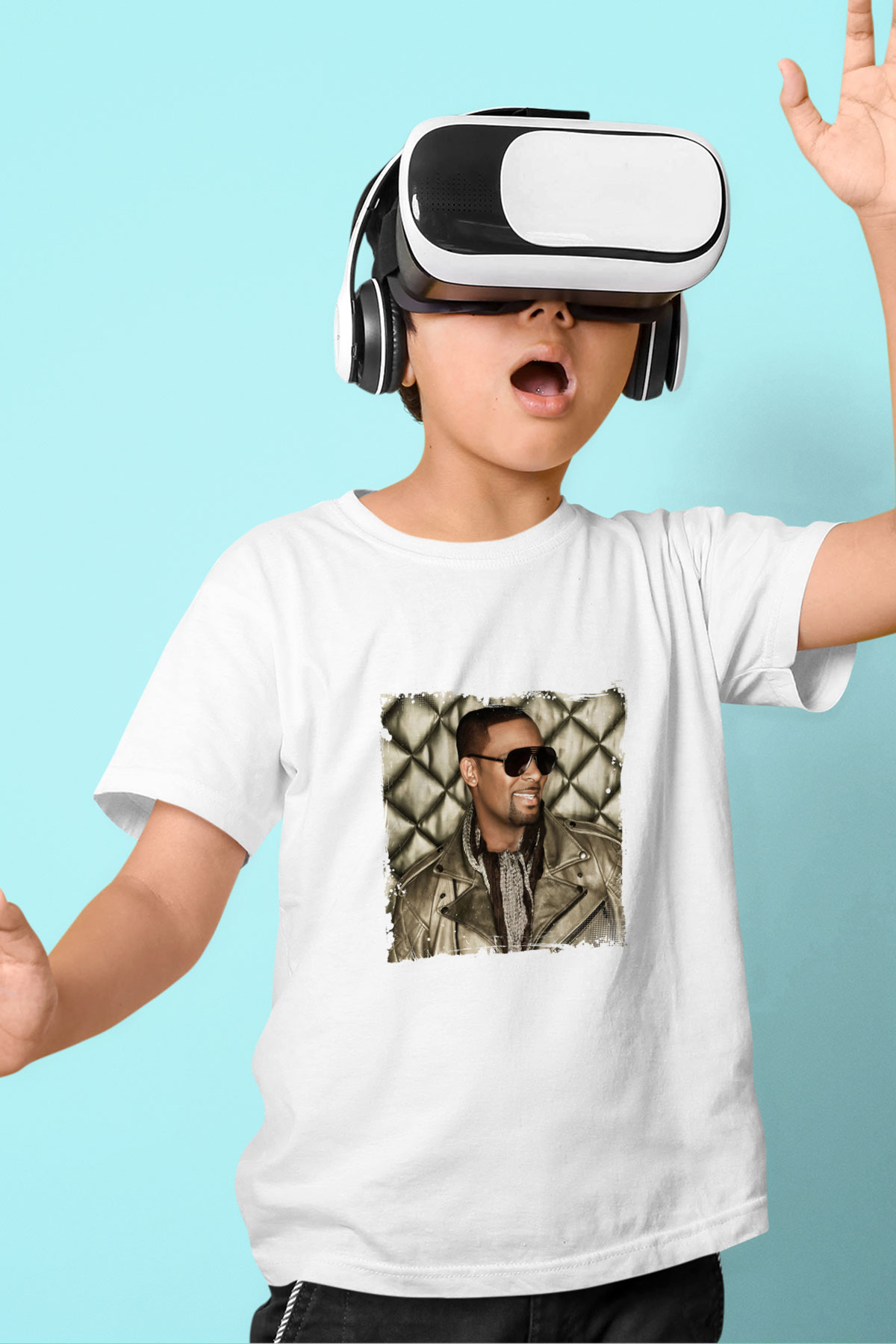 R. Kelly Baskılı Unisex Beyaz Çocuk Tişört