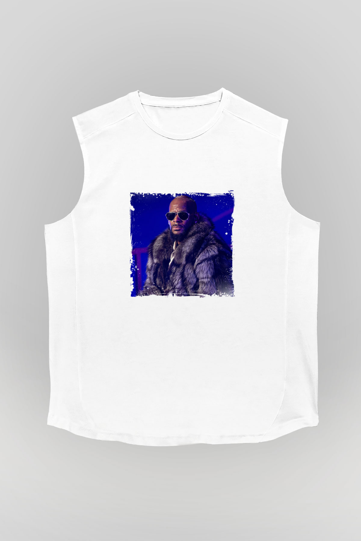 R. Kelly Baskılı Unisex Beyaz Kolsuz Tişört