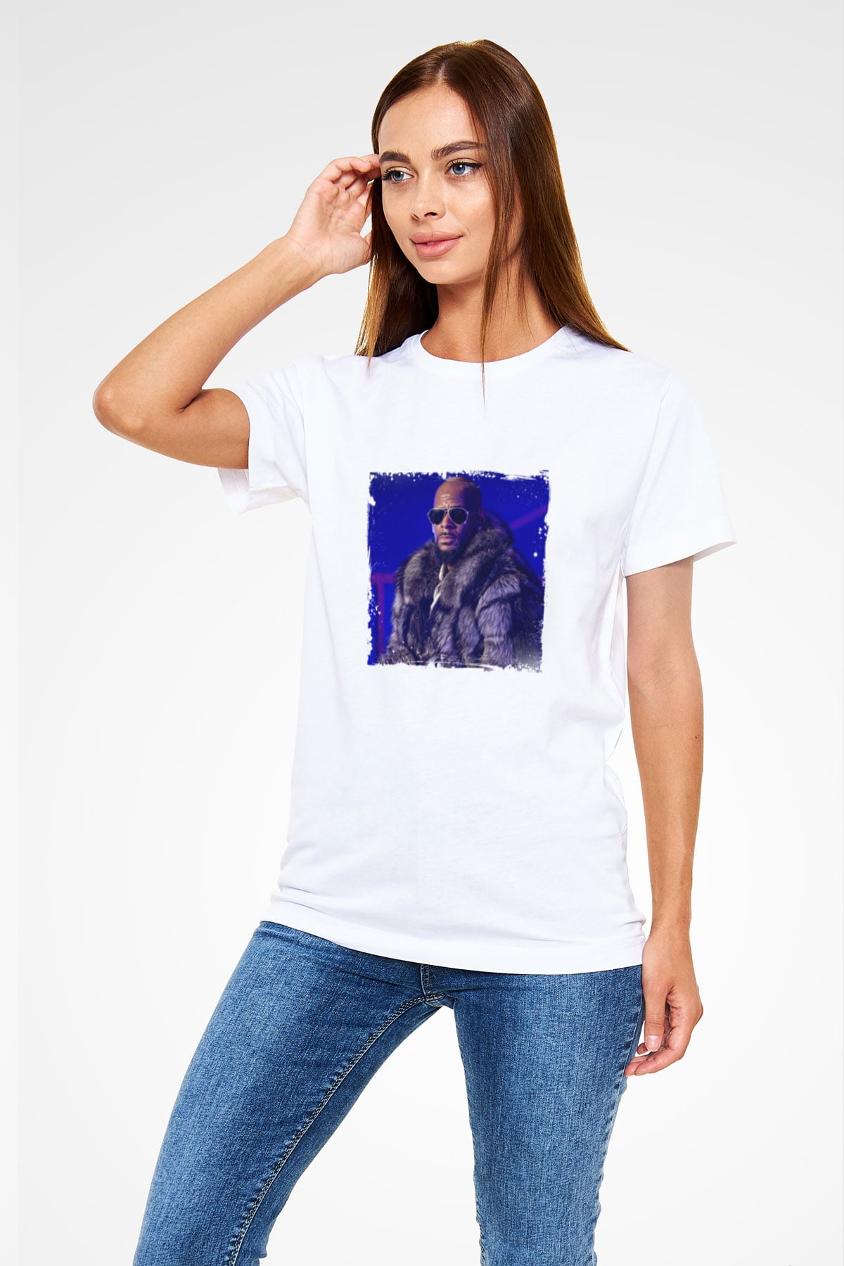 R. Kelly Baskılı Unisex Beyaz Tişört