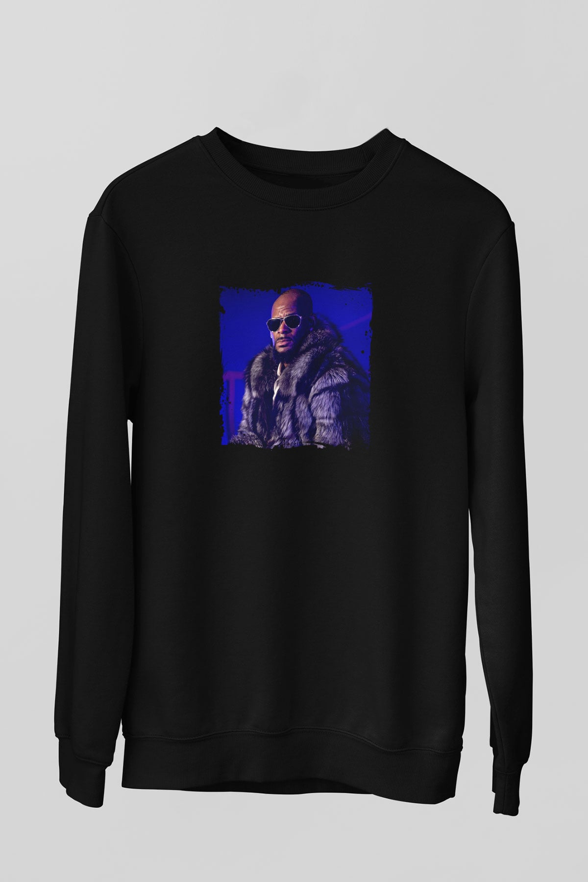 R. Kelly Baskılı Unisex Siyah Sweatshirt