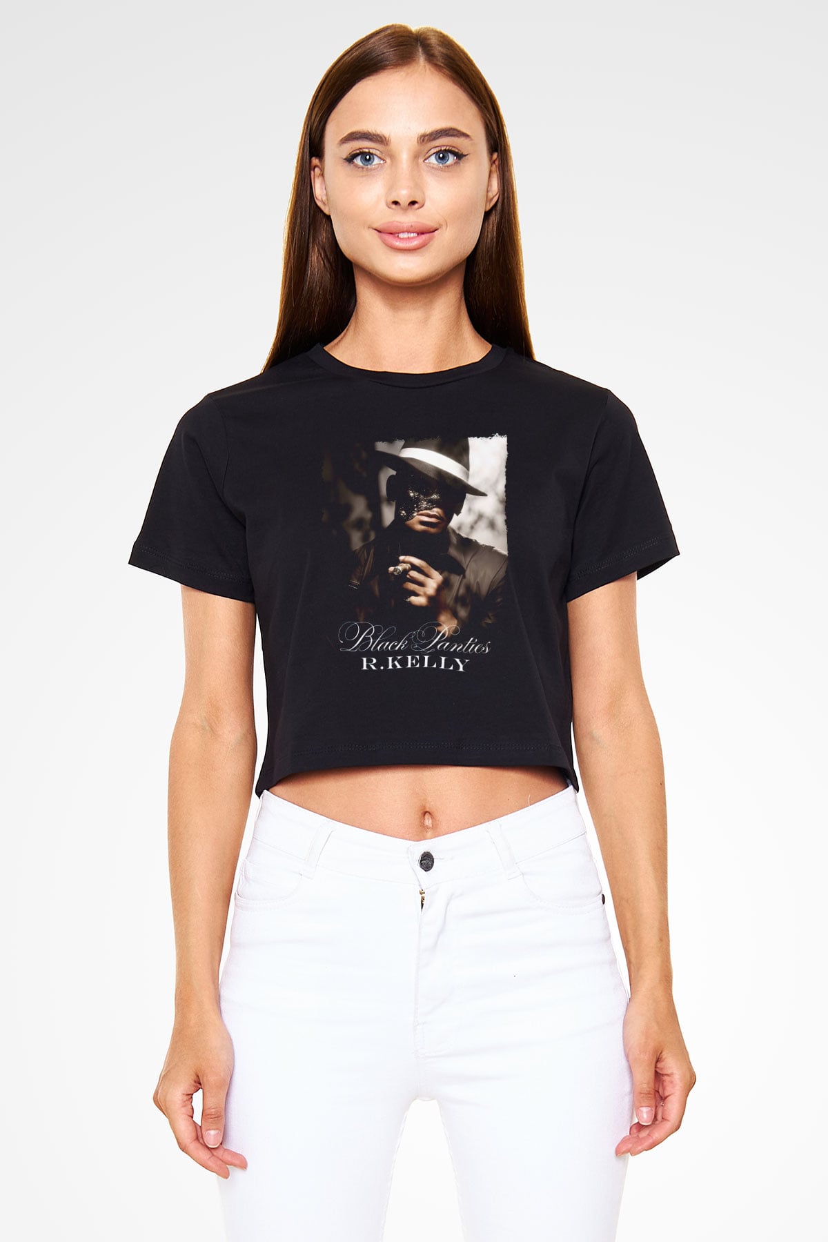 R.Kelly Siyah  Crop Top Tişört