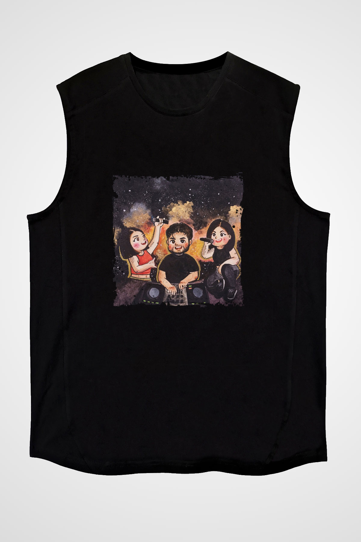 R3hab Baskılı Unisex Siyah Kolsuz Tişört