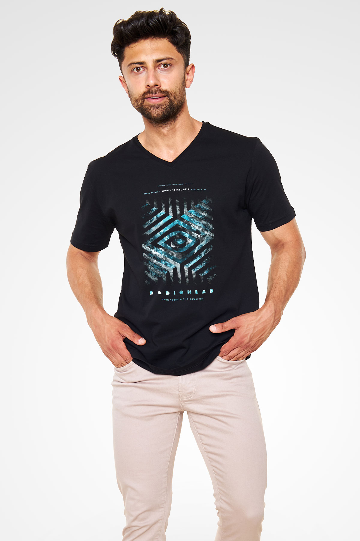Radiohead Siyah Unisex V Yaka Tişört T-Shirt