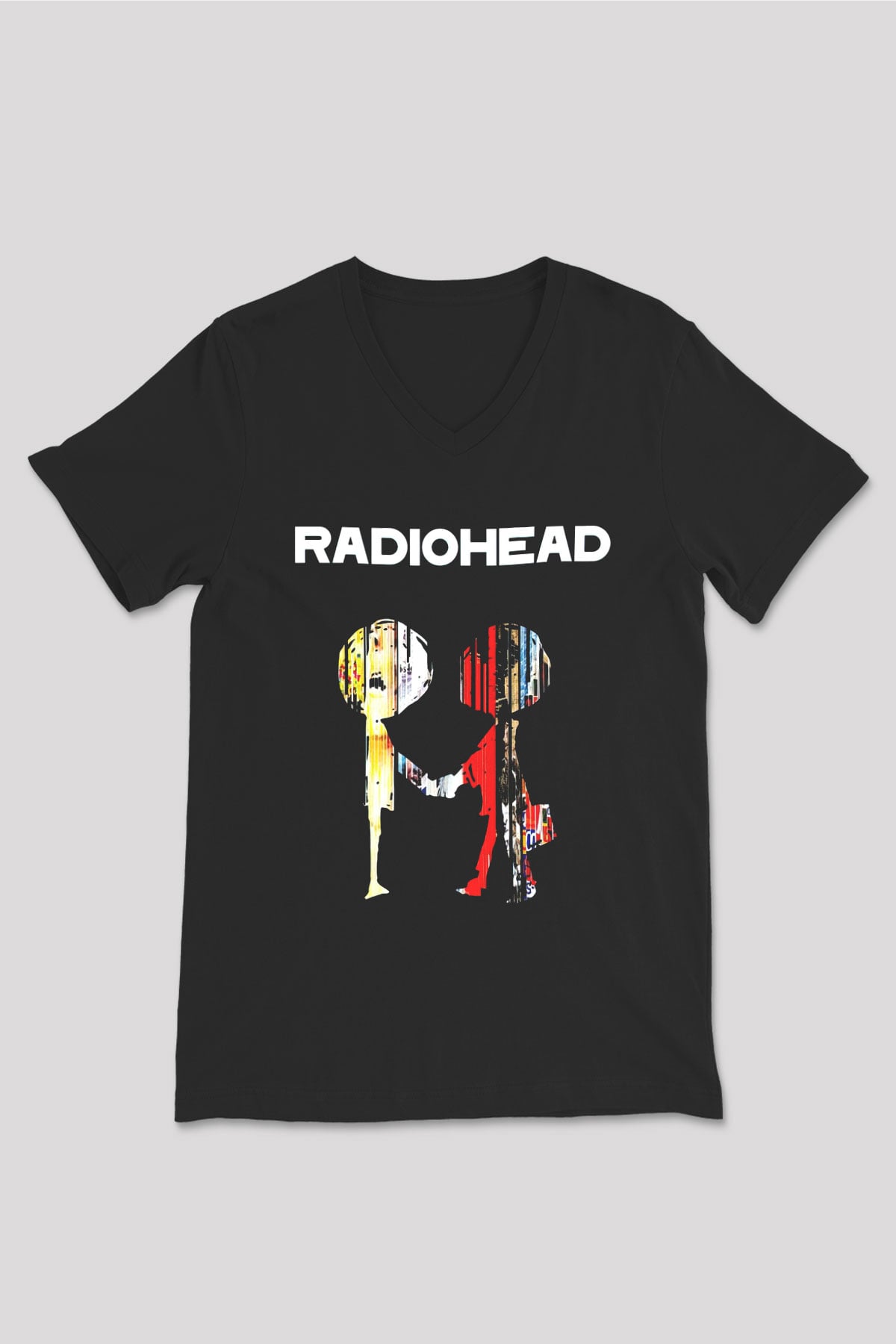 Radiohead Siyah Unisex V Yaka Tişört T-Shirt
