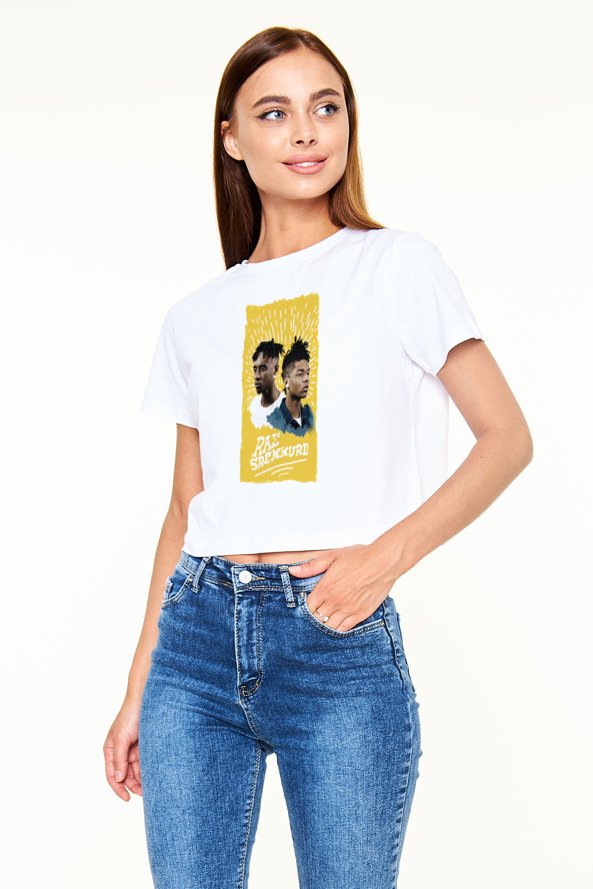 Rae Sremmurd Beyaz  Crop Top Tişört