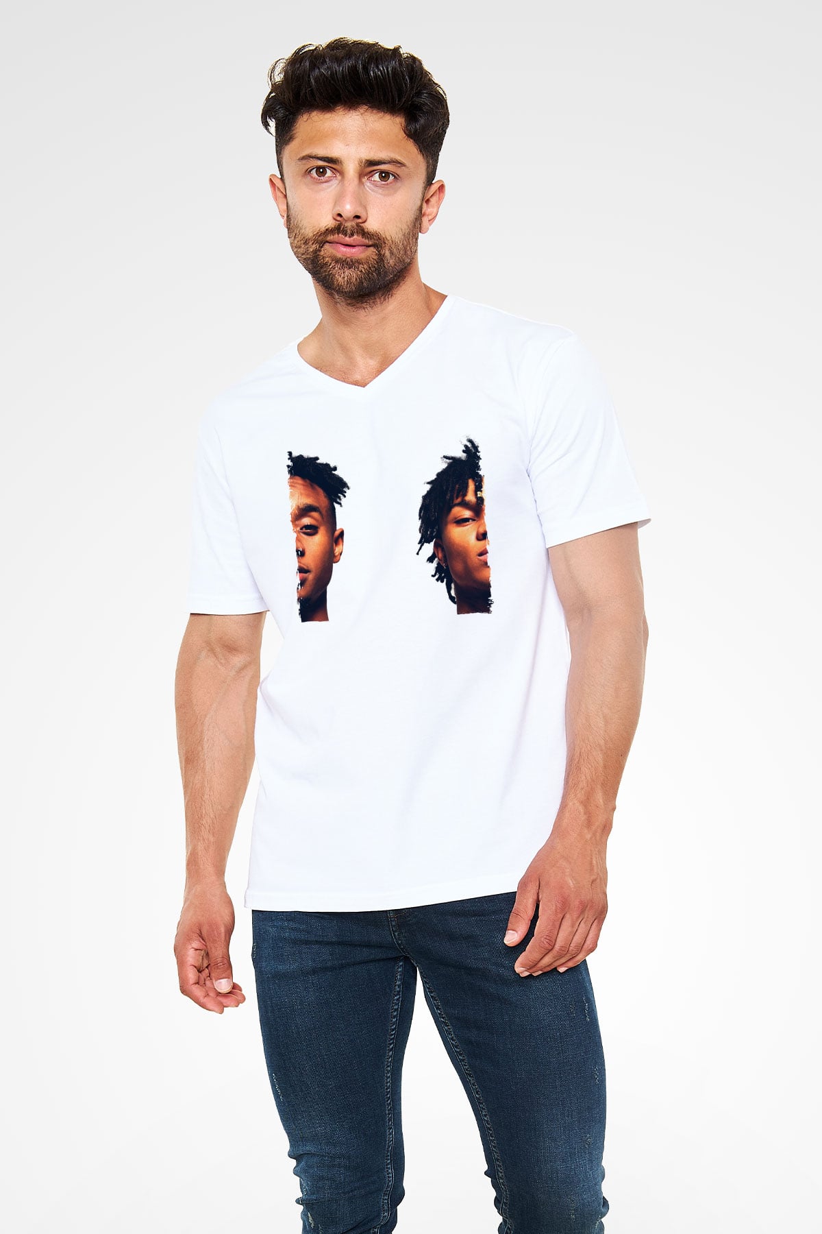 Rae Sremmurd Beyaz Unisex V Yaka Tişört