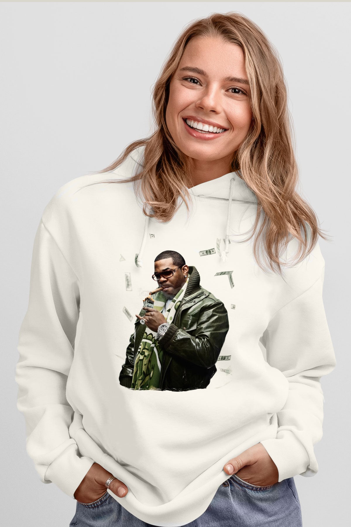 Raekwon Beyaz Unisex Kapüşonlu Sweatshirt