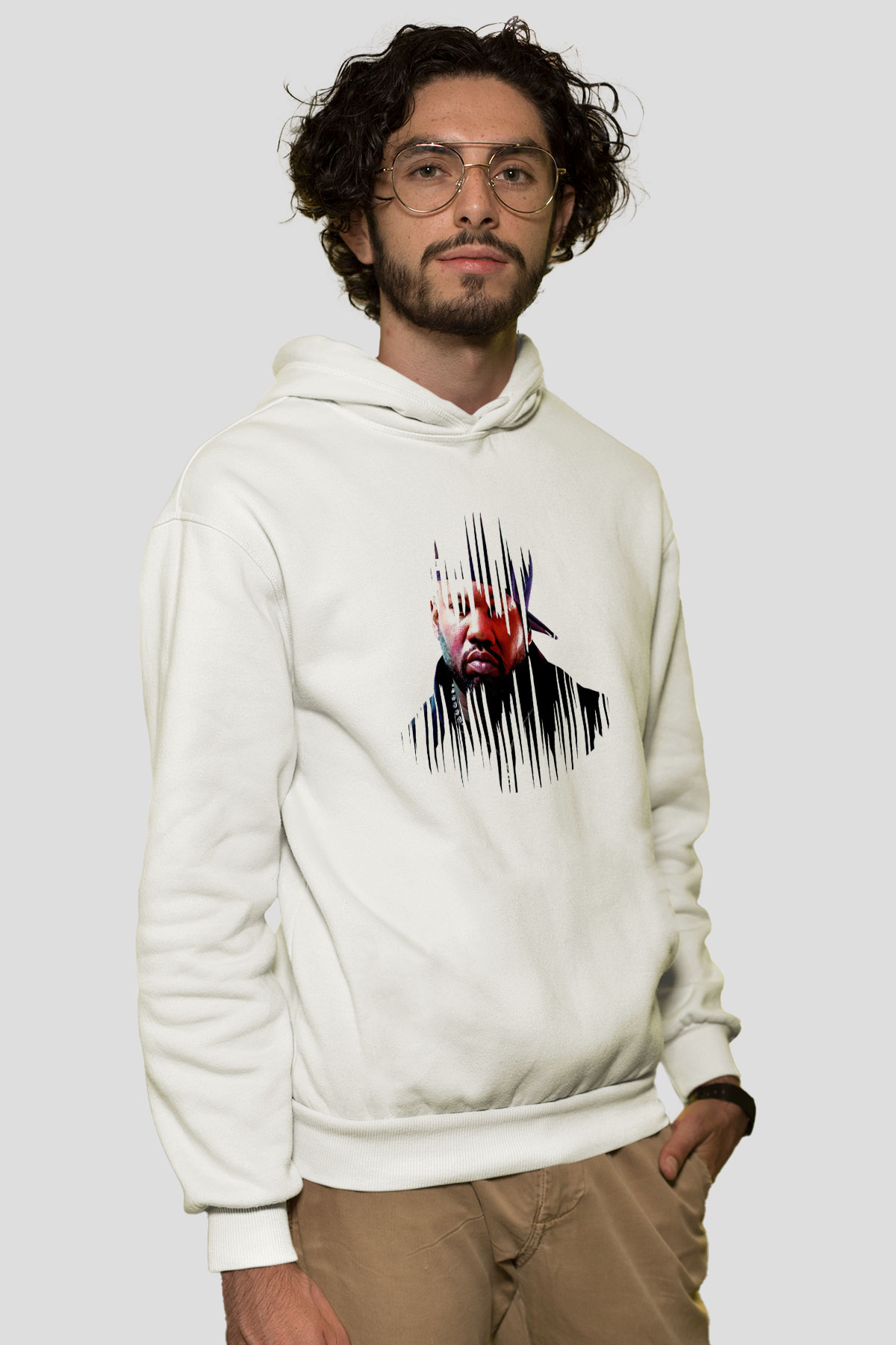 Raekwon Beyaz Unisex Kapüşonlu Sweatshirt